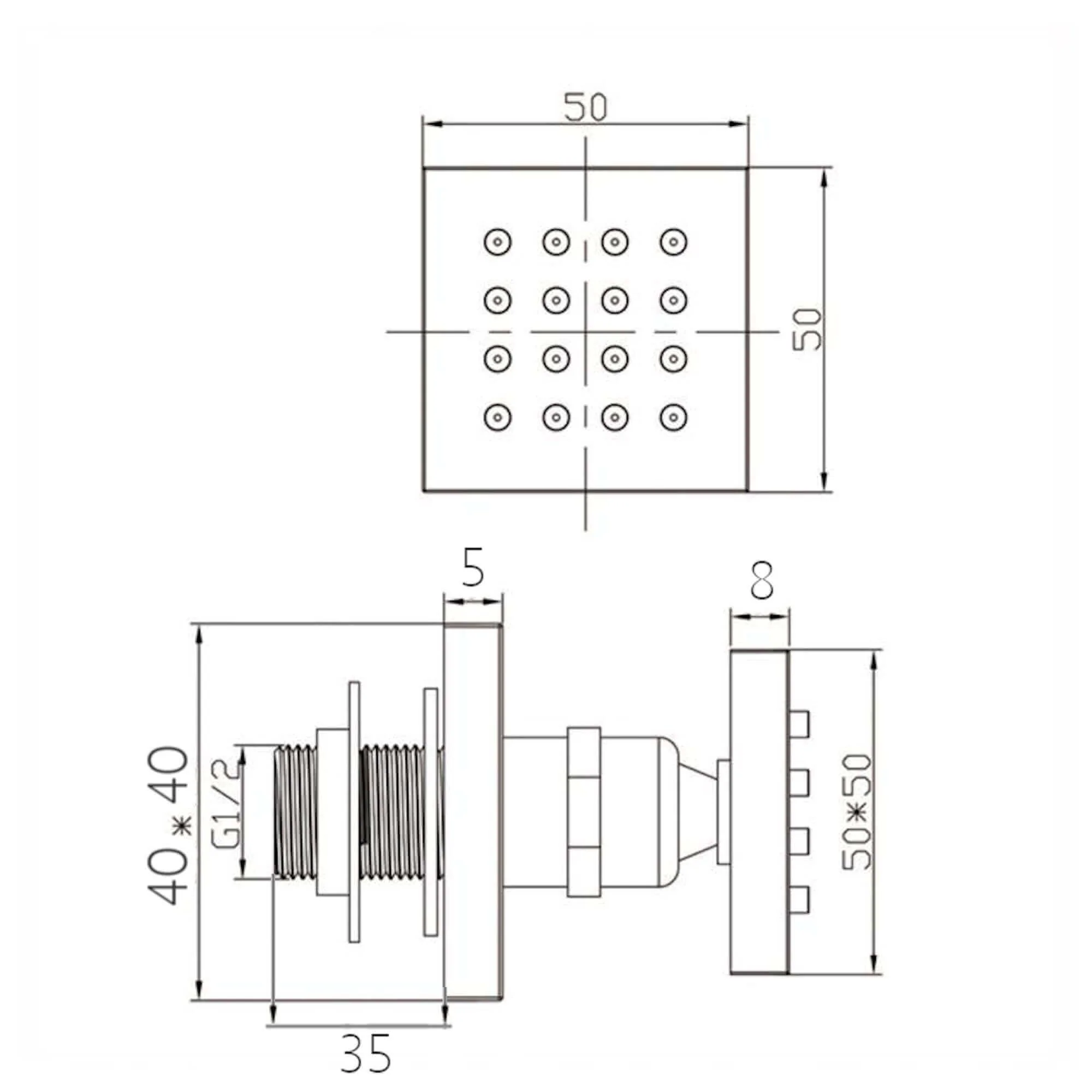 4 x square shower body jets - chrome - Image 5