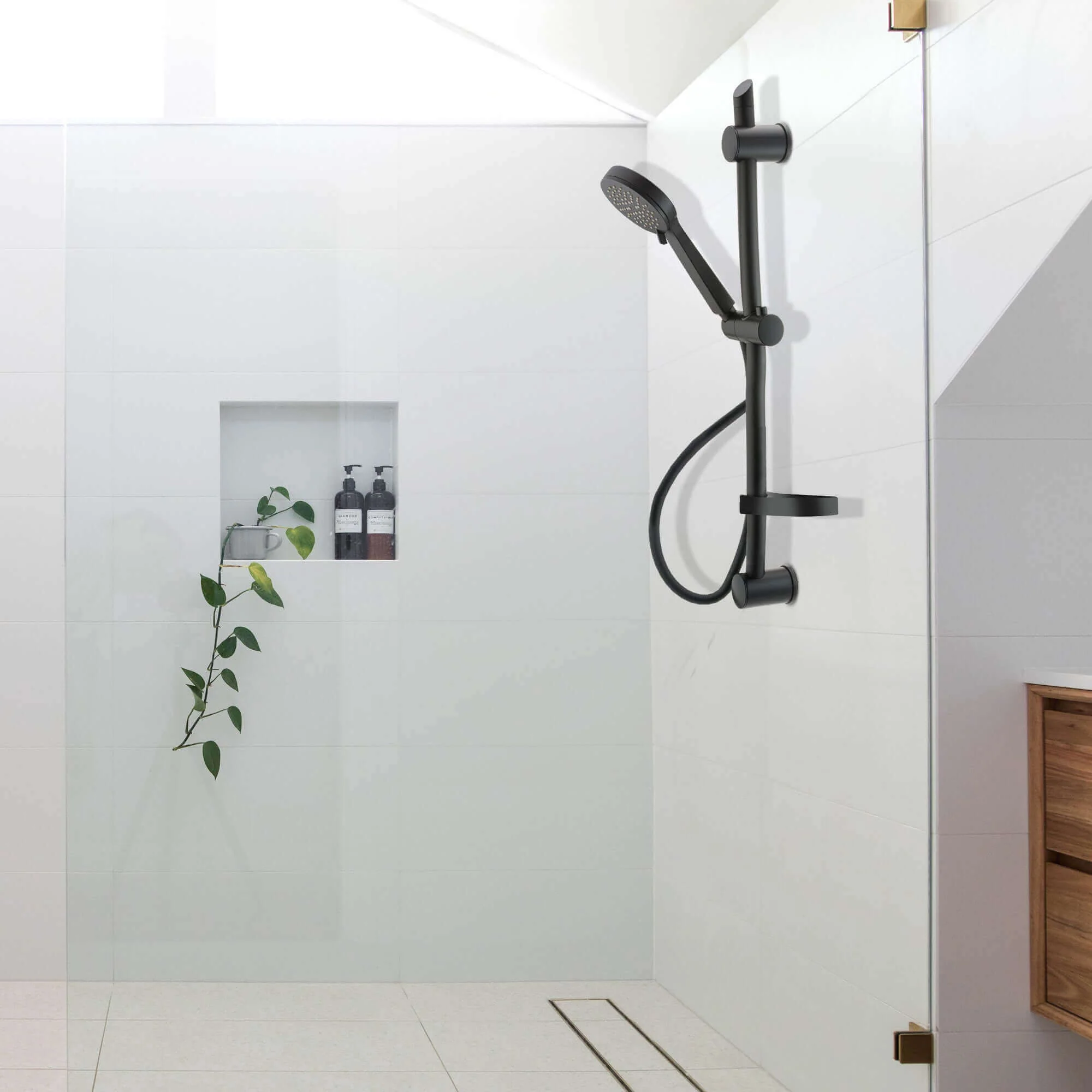 Adjustable sliding shower rail - black - Image 5