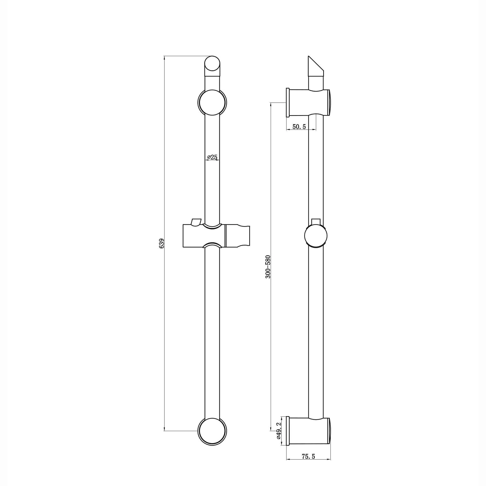 Adjustable sliding shower rail - chrome - Image 6