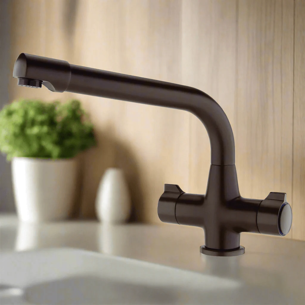 Alpha dual flow kitchen sink tap twin lever - brown - Image 4