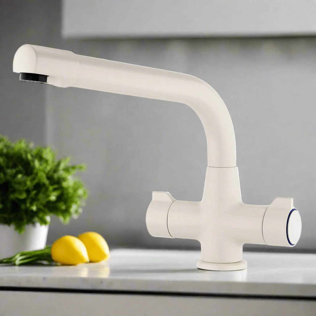 Alpha dual flow kitchen sink tap twin lever - cream - Image 4