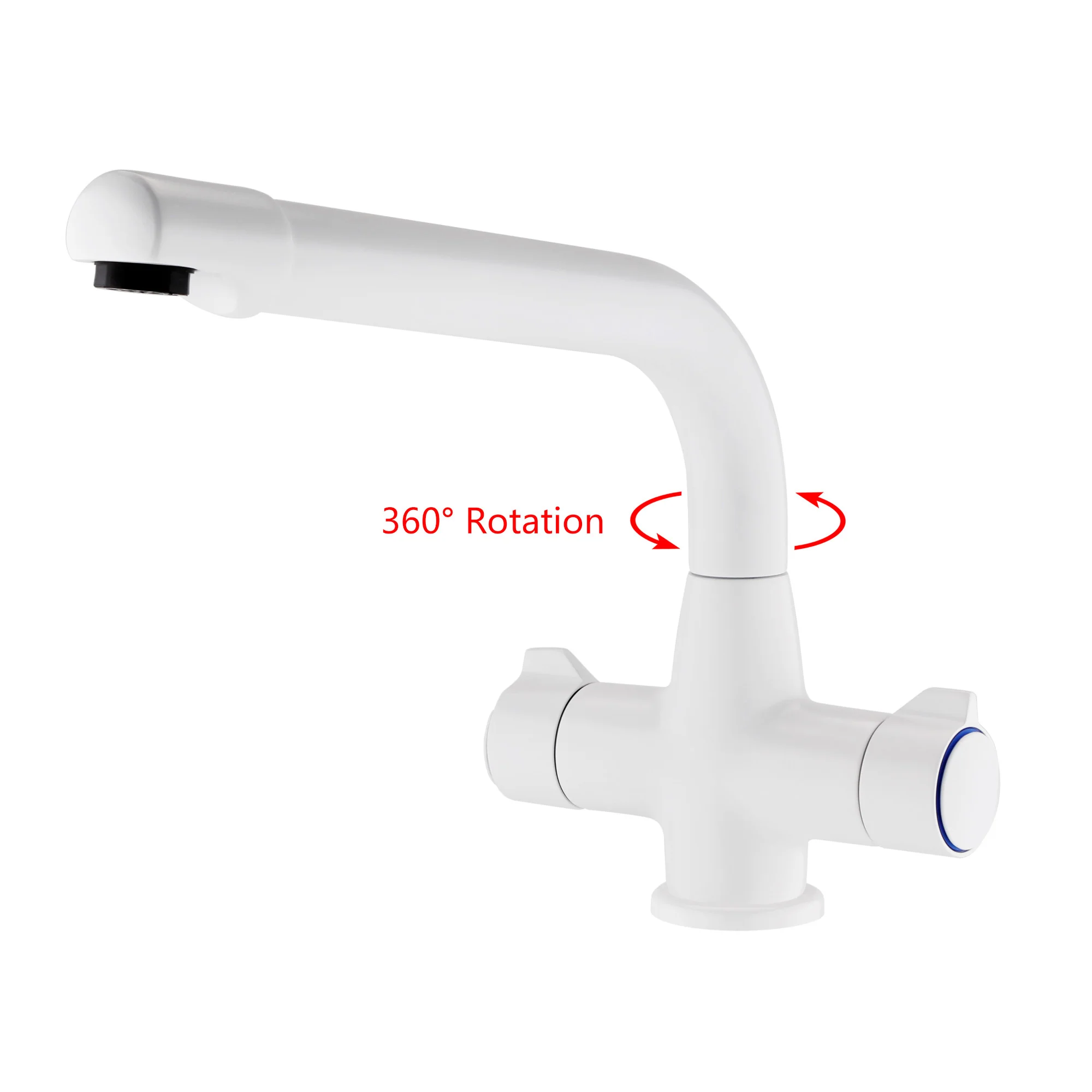 Alpha dual flow kitchen sink tap twin lever - white - Image 2