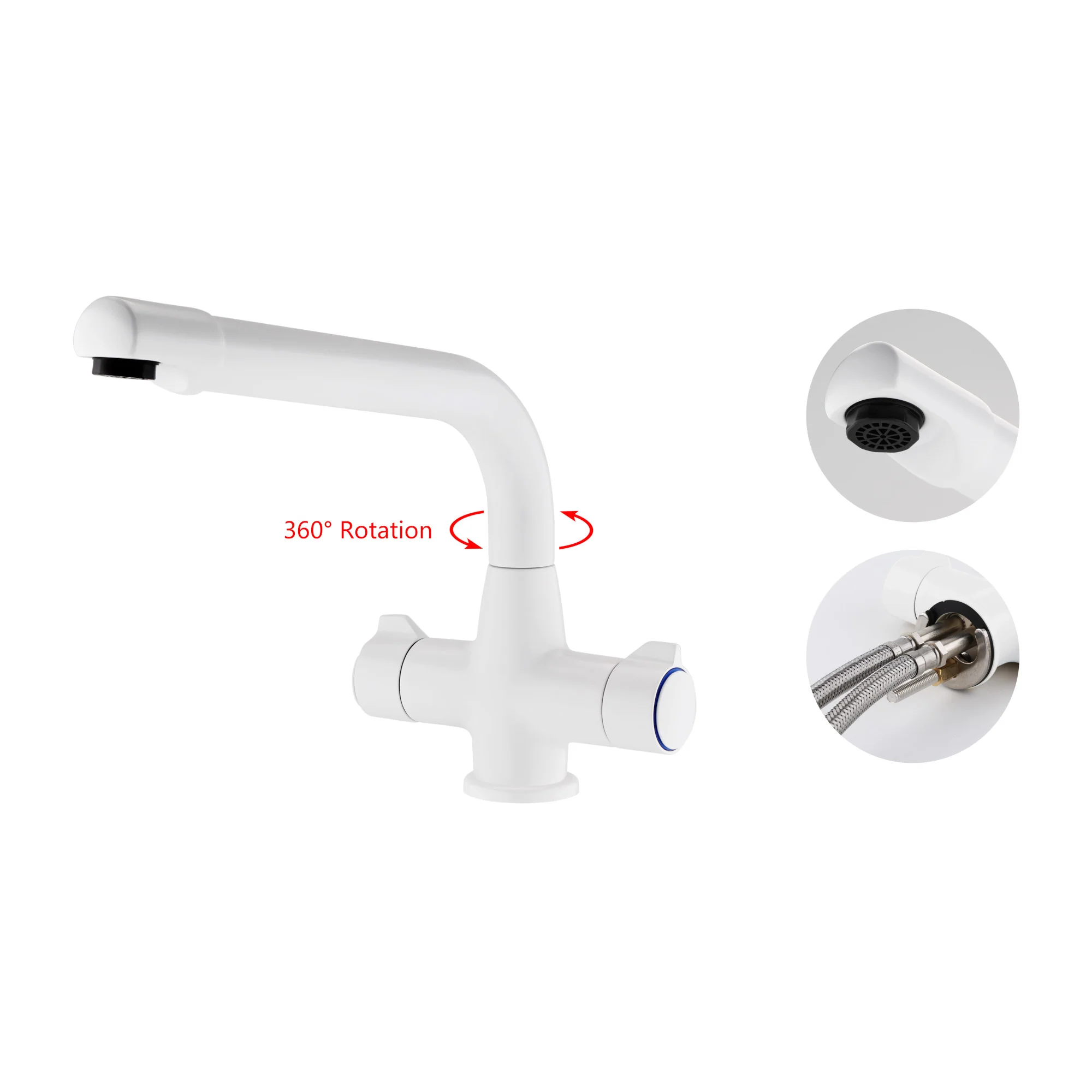 Alpha dual flow kitchen sink tap twin lever - white - Image 3