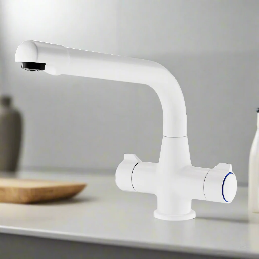Alpha dual flow kitchen sink tap twin lever - white - Image 4