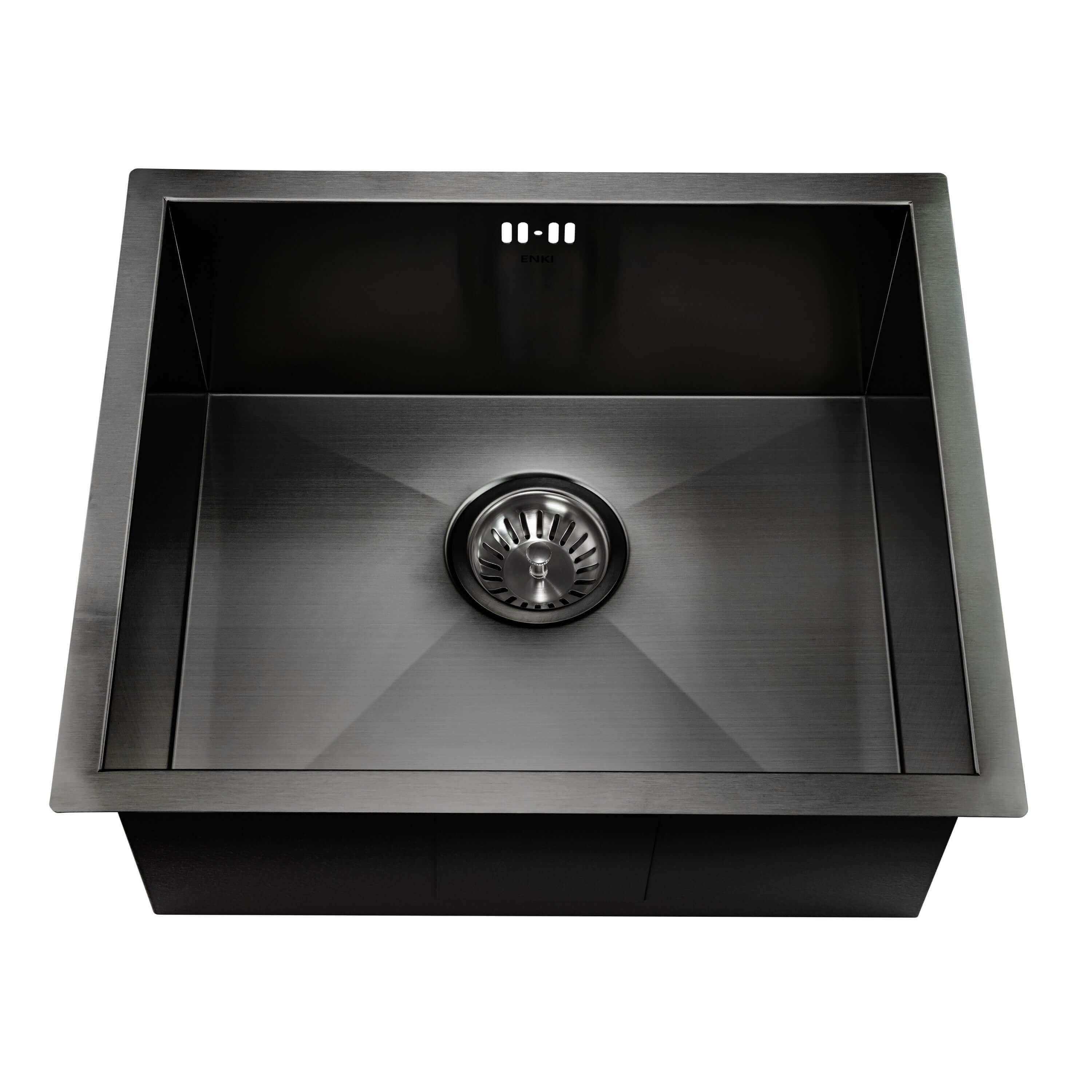 Axia 500mm x 430mm 1.0 bowl undermount or topmount kitchen sink with overflow - gunmetal grey stainless steel - Image 3