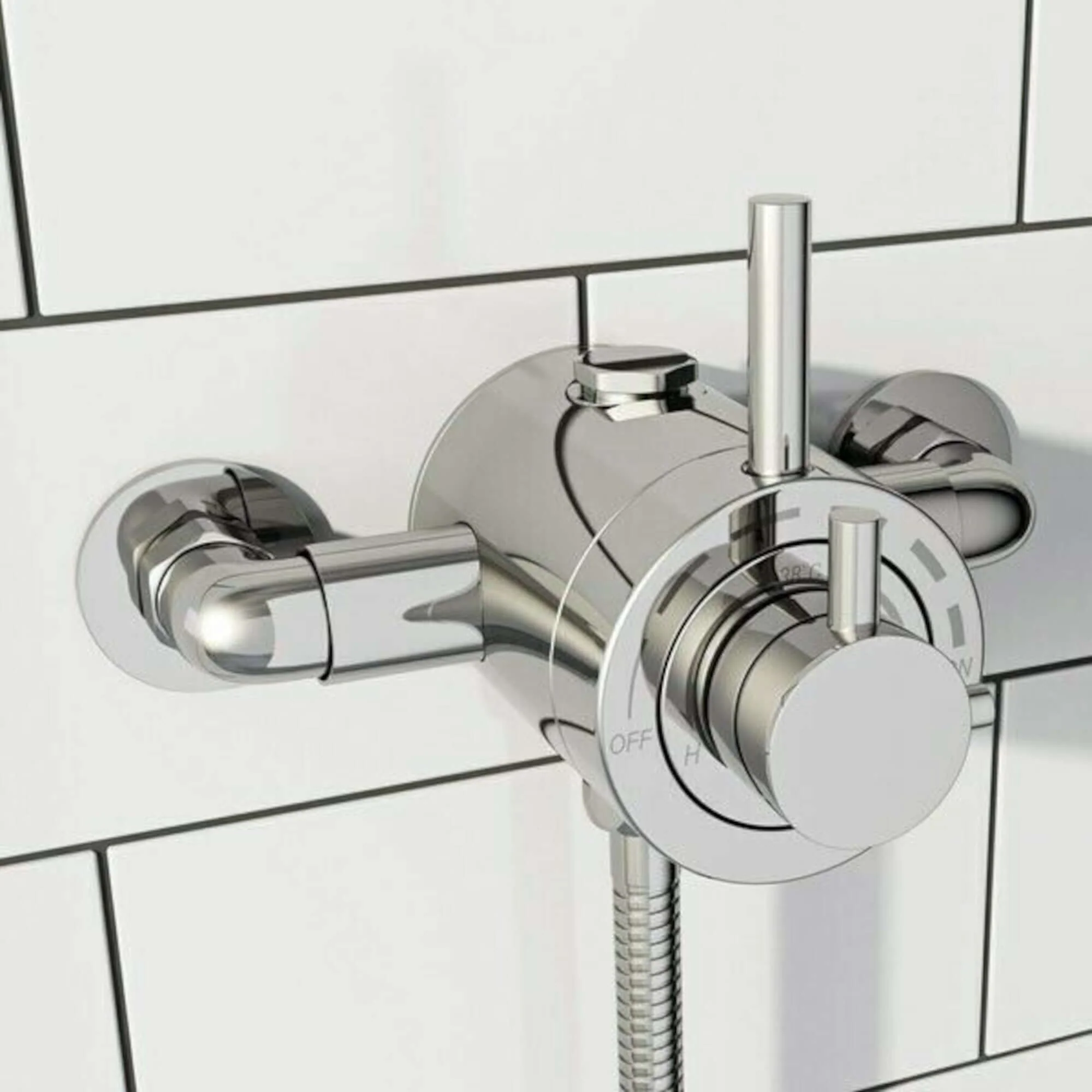 Azure modern exposed thermostatic concentric shower valve top or bottom outlet - chrome - Image 2