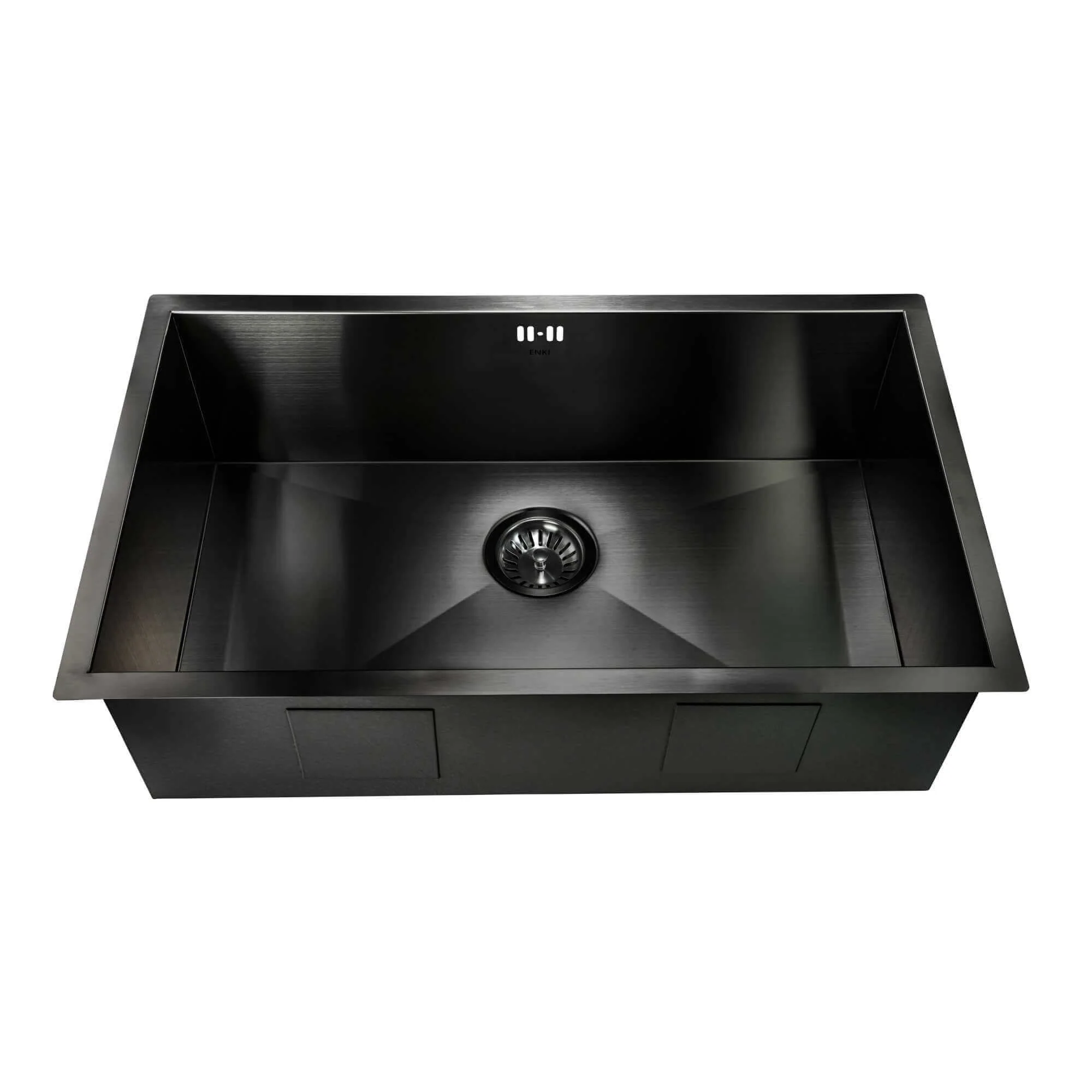 Bali 760mm x 455mm 1.0 bowl undermount or topmount kitchen sink with overflow - gunmetal grey stainless steel - Image 3