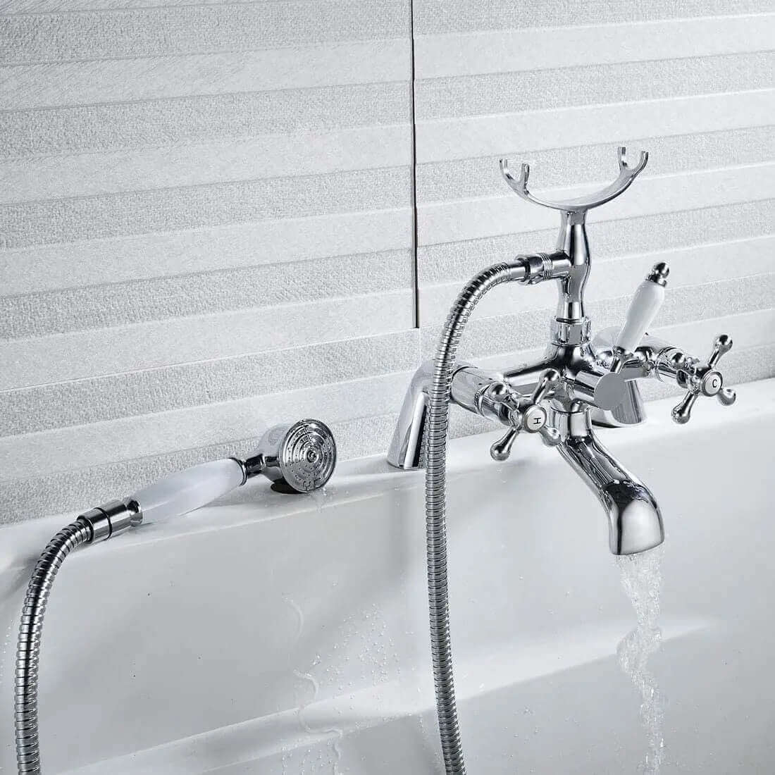 Beaumont Chrome Traditional Bath Shower Mixer Tap Crosshead - Image 6