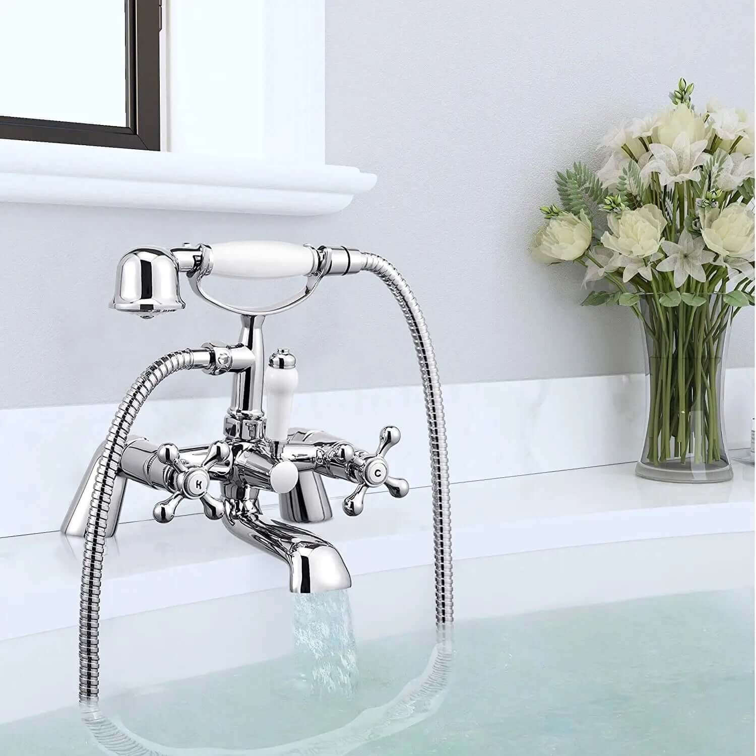 Beaumont Chrome Traditional Bath Shower Mixer Tap Crosshead - Image 8