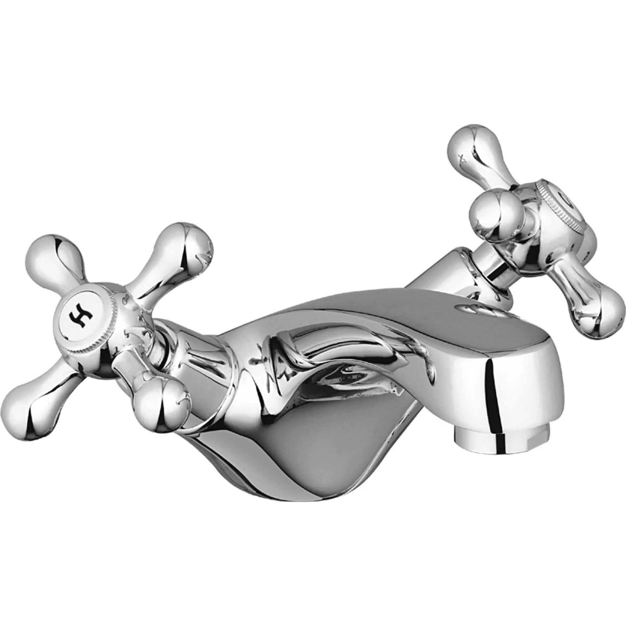 Beaumont traditional cross basin mixer tap with slotted waste - chrome - Image 4