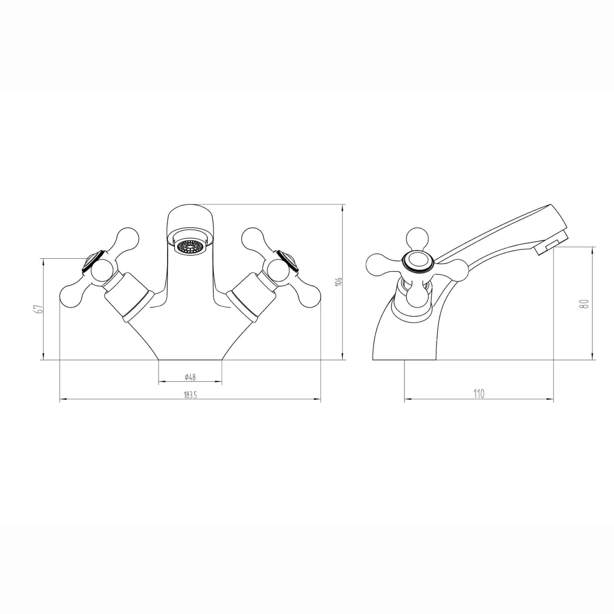 Beaumont victorian mono basin mixer tap crosshead - chrome - Image 5