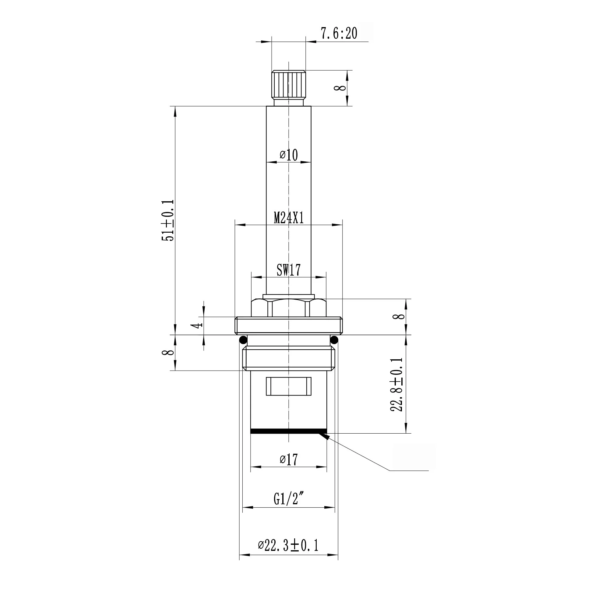 Brass 1/2" single valve - wall mounted basin mixer tap Camberley, Zara - HOT - Image 2