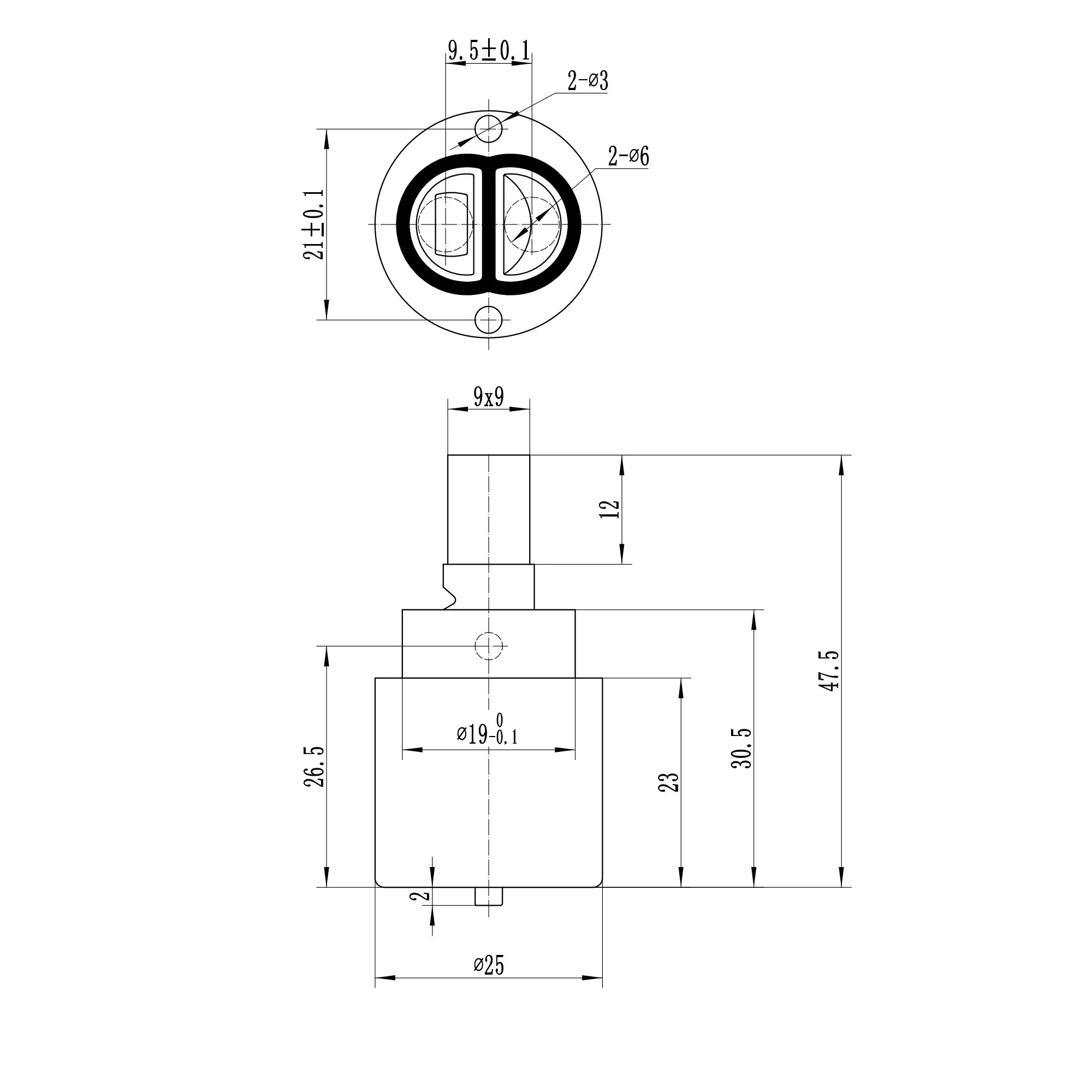 Brass 3/4" single valve - bath mixer or bath shower mixer Athena - Image 2