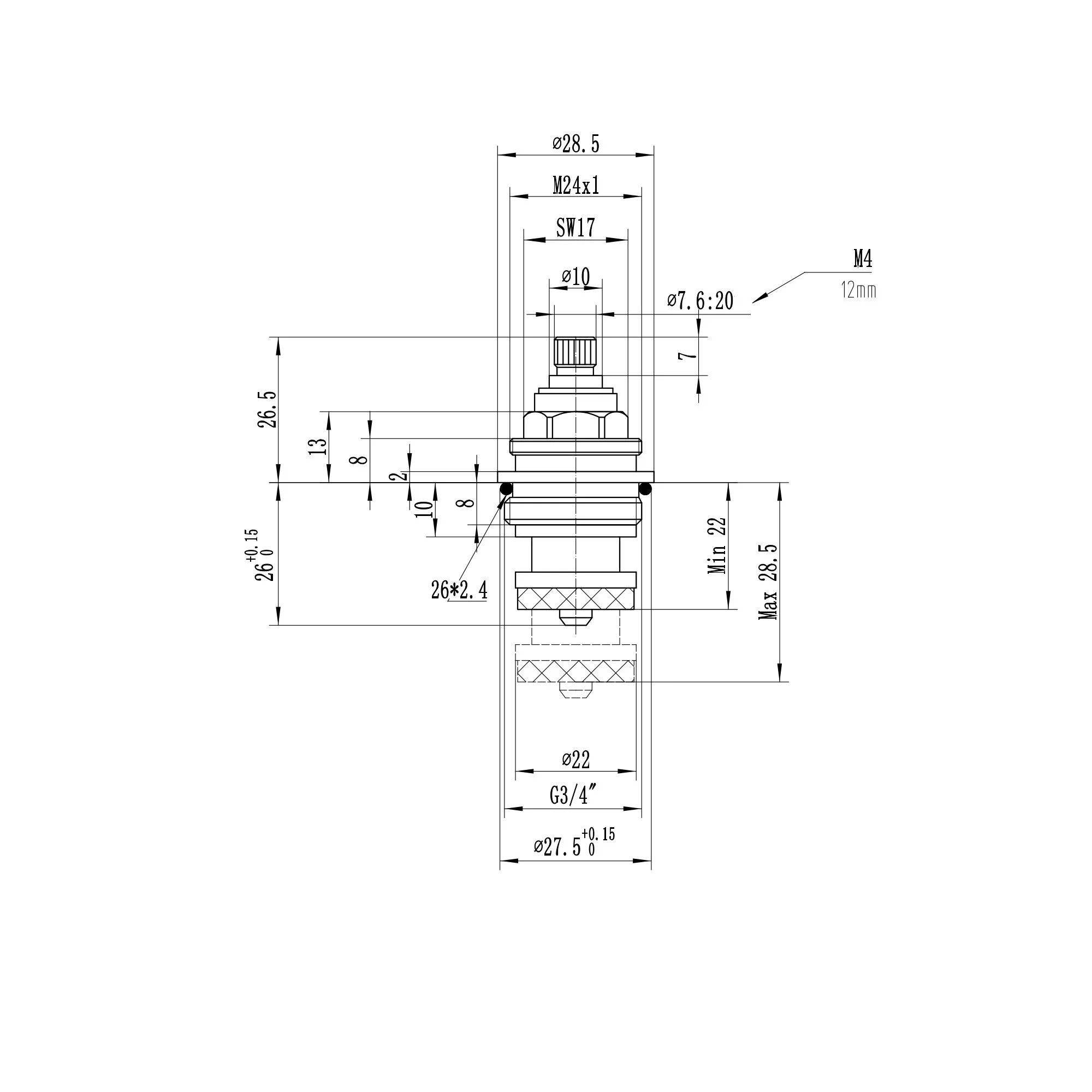 Brass 3/4" single valve - bath mixer or bath shower mixer Camberley, Beaumont - Image 2