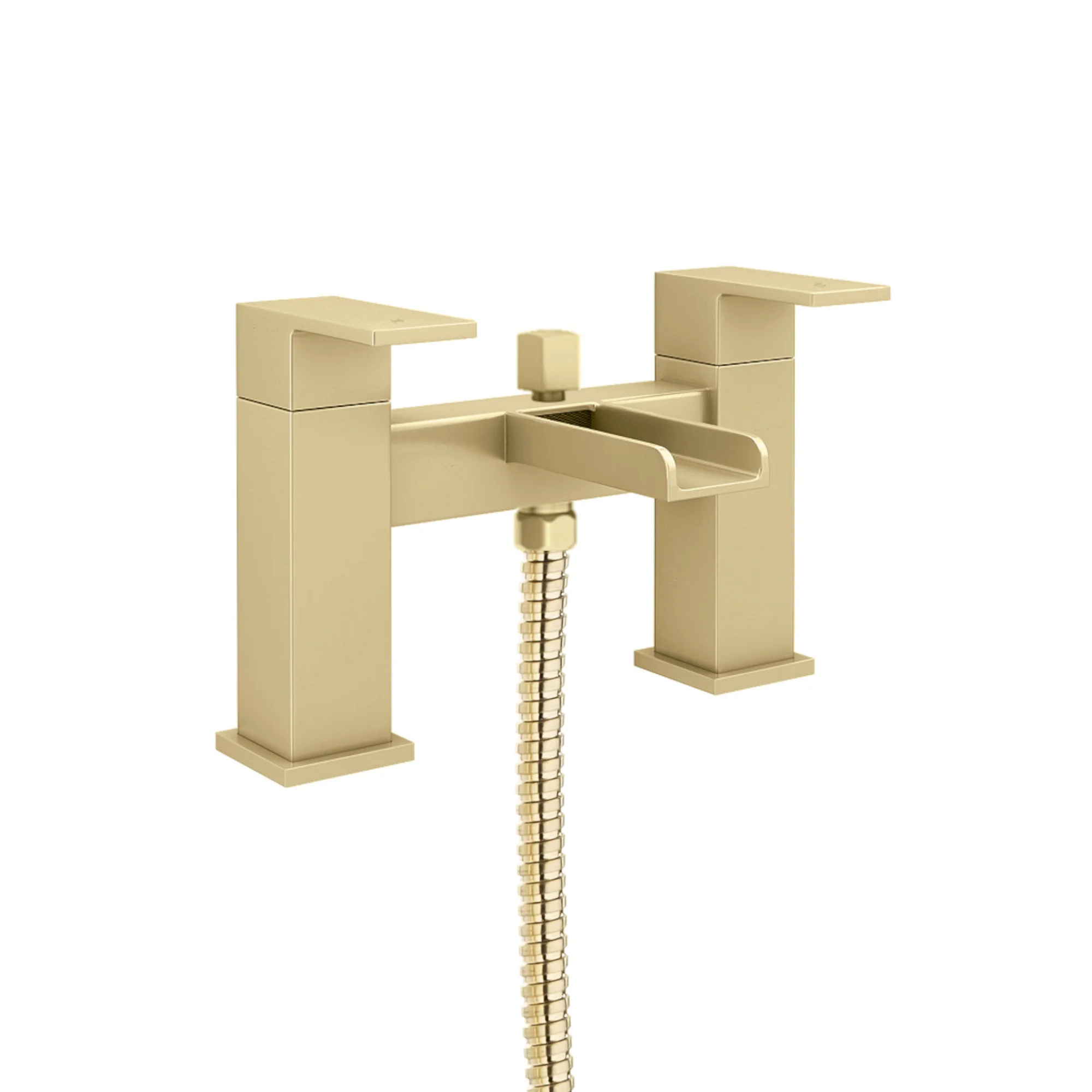 Brushed Brass Bath Shower Mixer Tap (Plaza - With Dual Rigid Riser) - Image 3