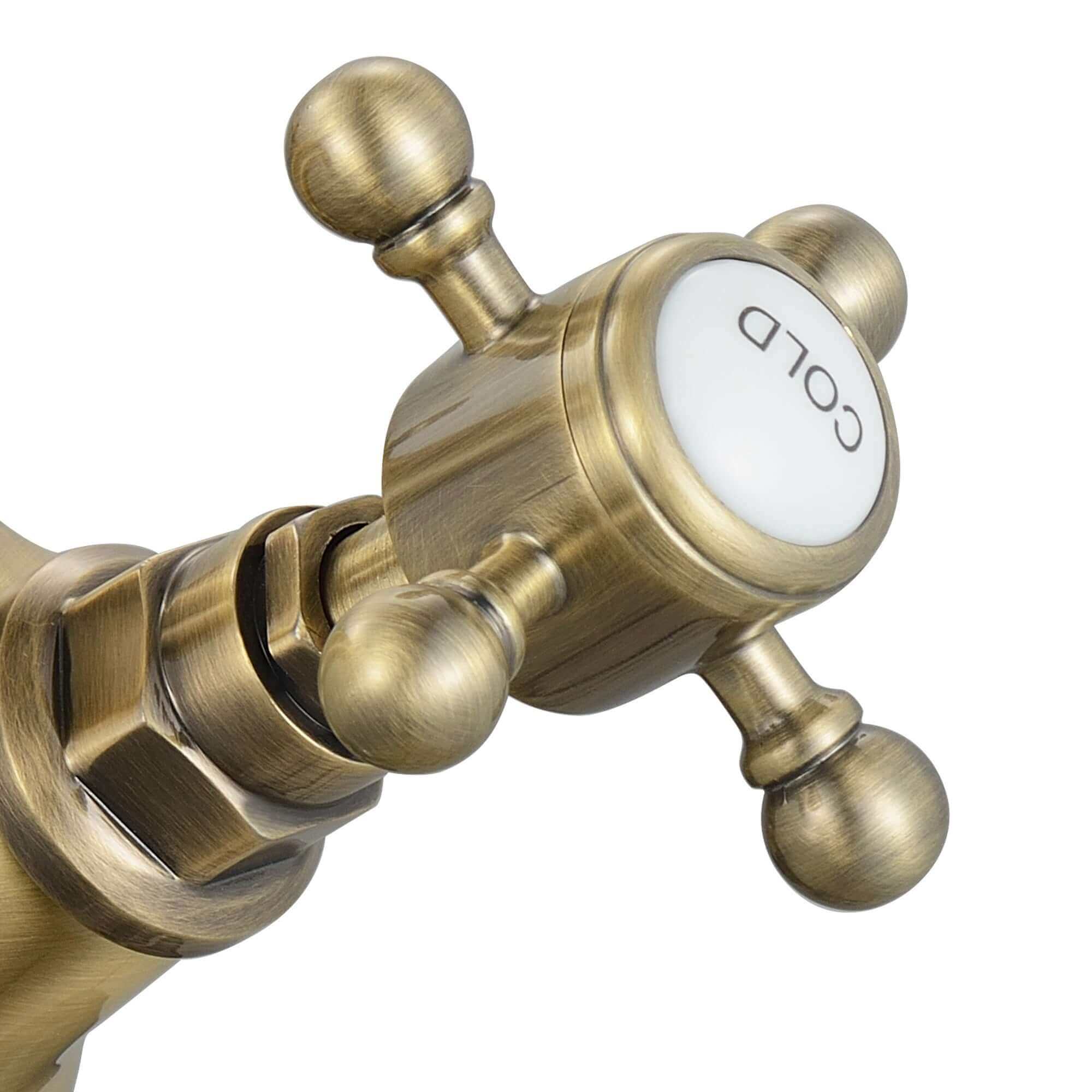 Camberley bath shower mixer tap + basin mixer tap pack - antique brass - Image 3