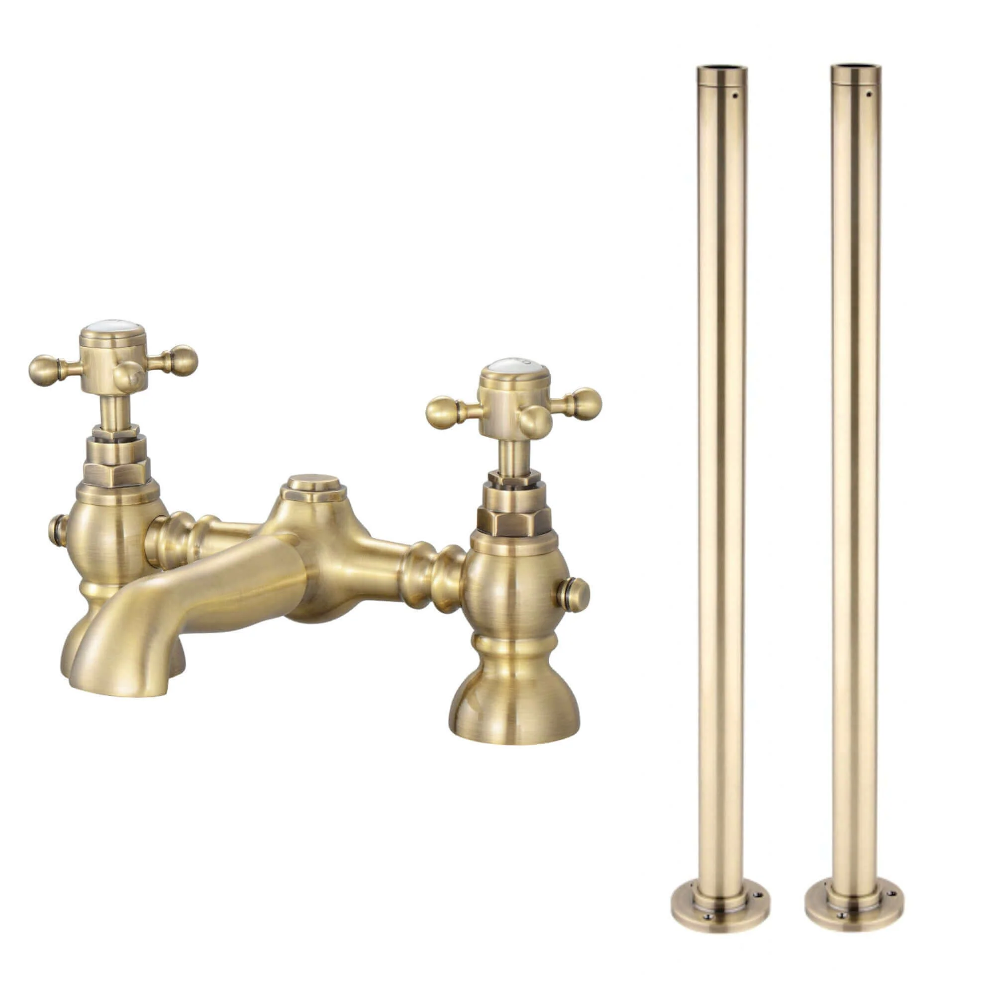Camberley traditional freestanding bath mixer tap crosshead - antique brass - Image 4