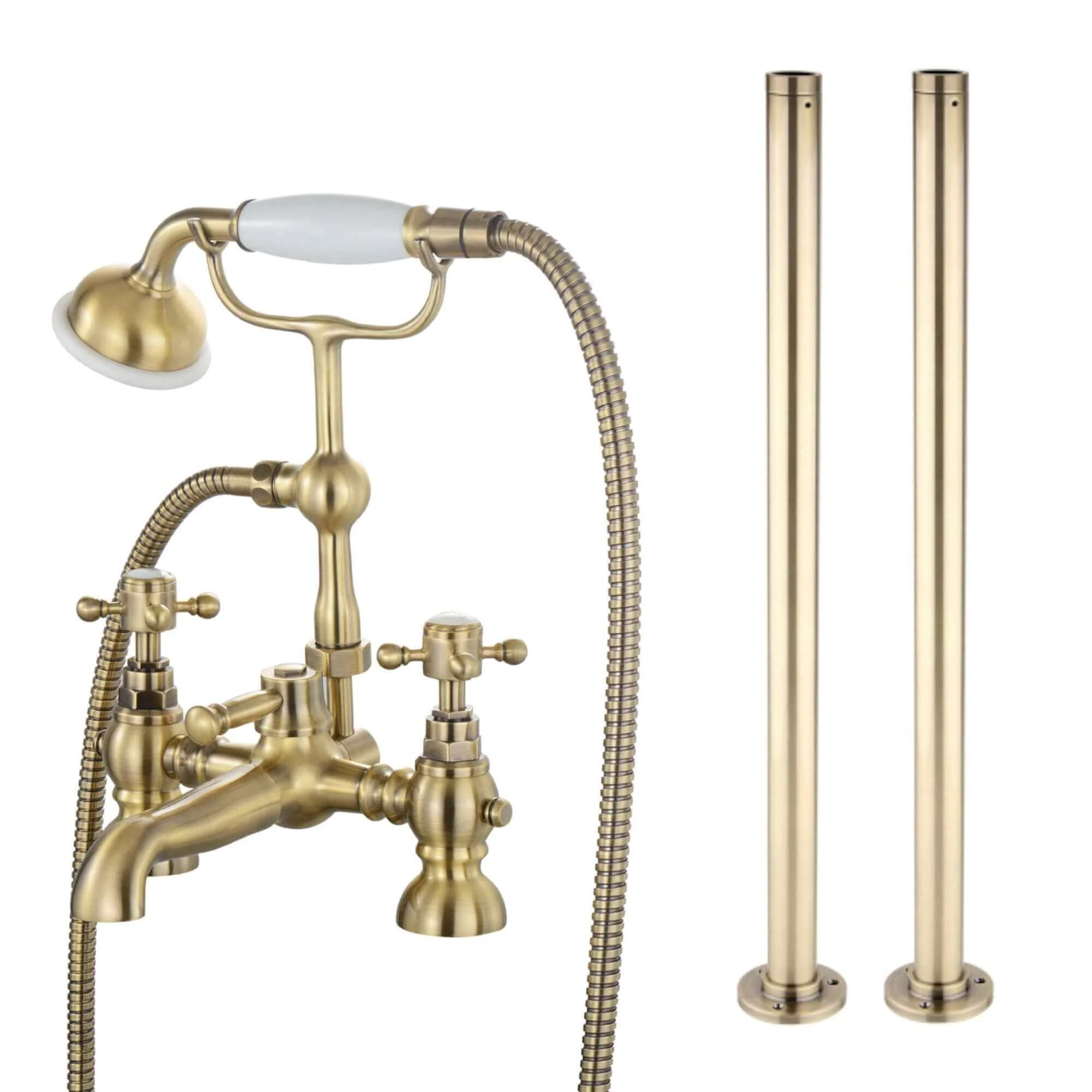 Camberley traditional freestanding bath shower mixer - antique brass - Image 4