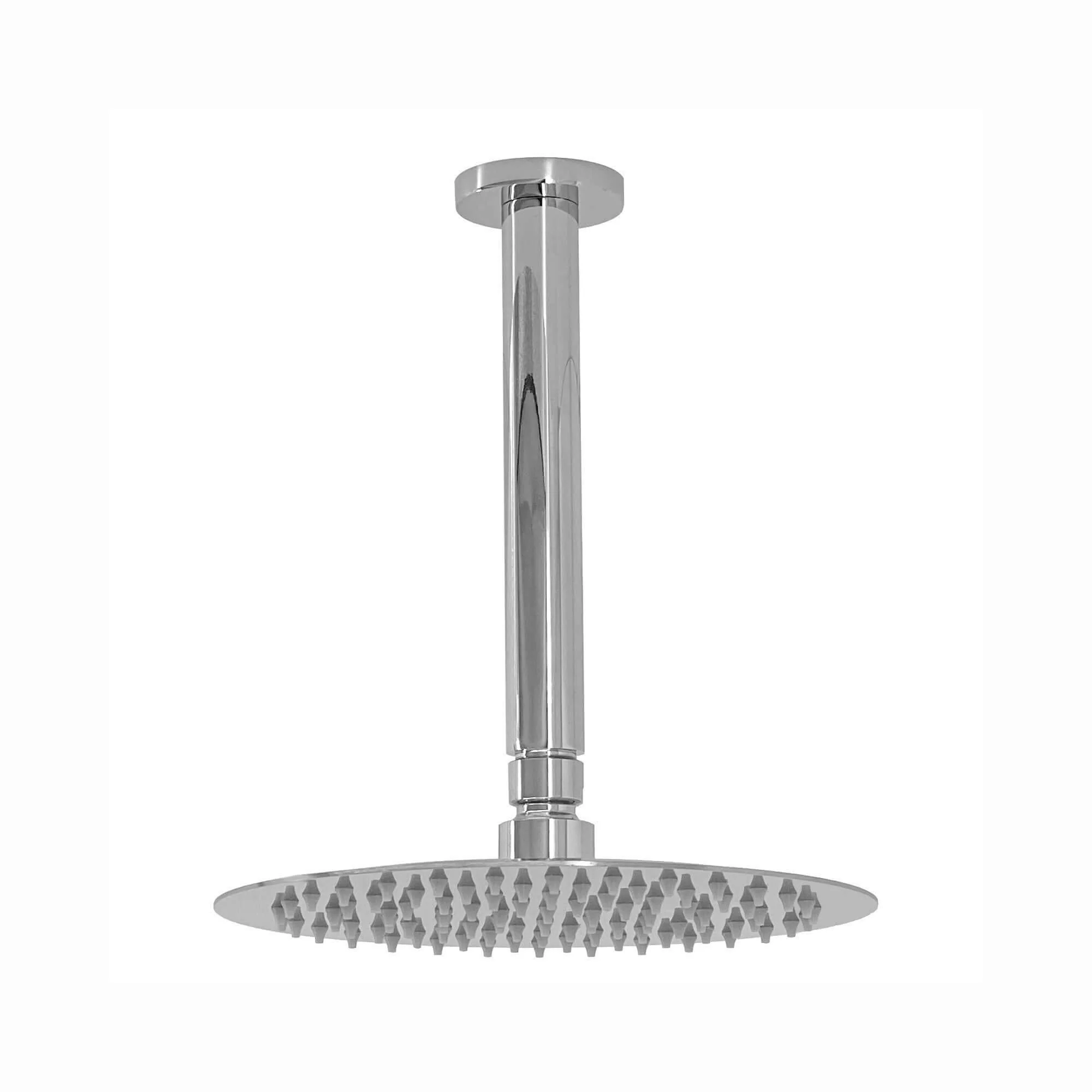 Contemporary Ceiling Fixed Round Ultra Slim Stainless Steel Shower Head 8" With 180mm Ceiling Shower Arm - Chrome - Image 2