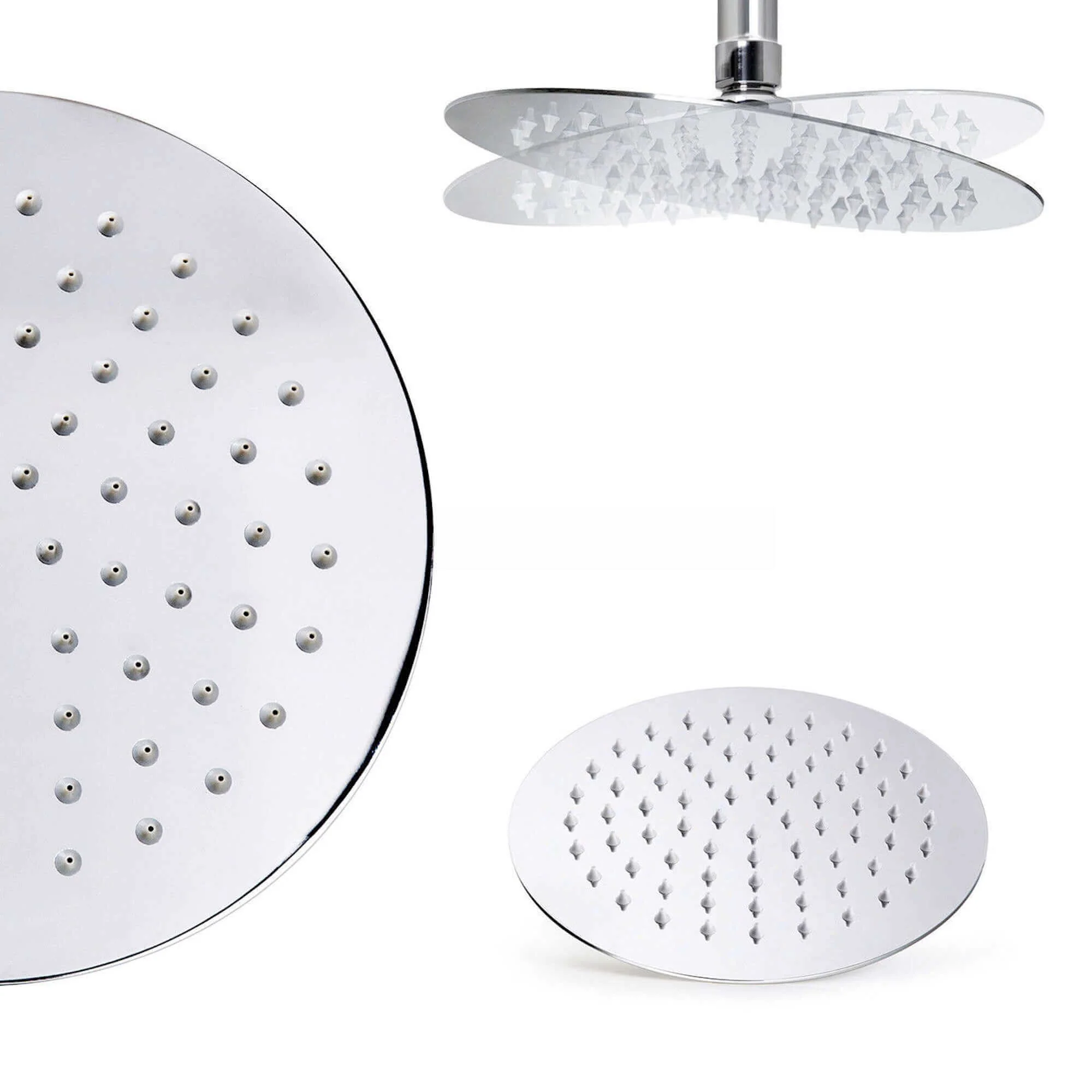 Contemporary Ceiling Fixed Round Ultra Slim Stainless Steel Shower Head 8" With 180mm Ceiling Shower Arm - Chrome - Image 3