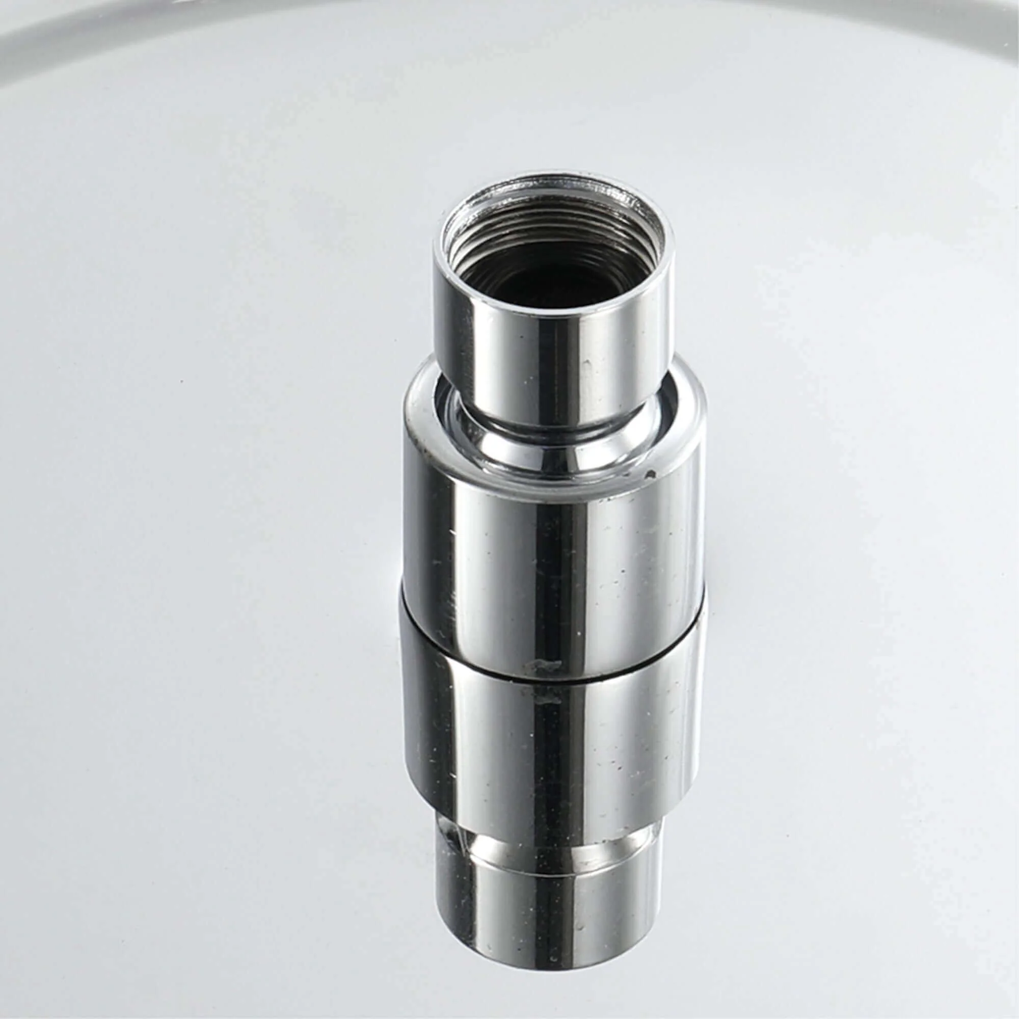 Contemporary Ceiling Fixed Round Ultra Slim Stainless Steel Shower Head 8" With 180mm Ceiling Shower Arm - Chrome - Image 4