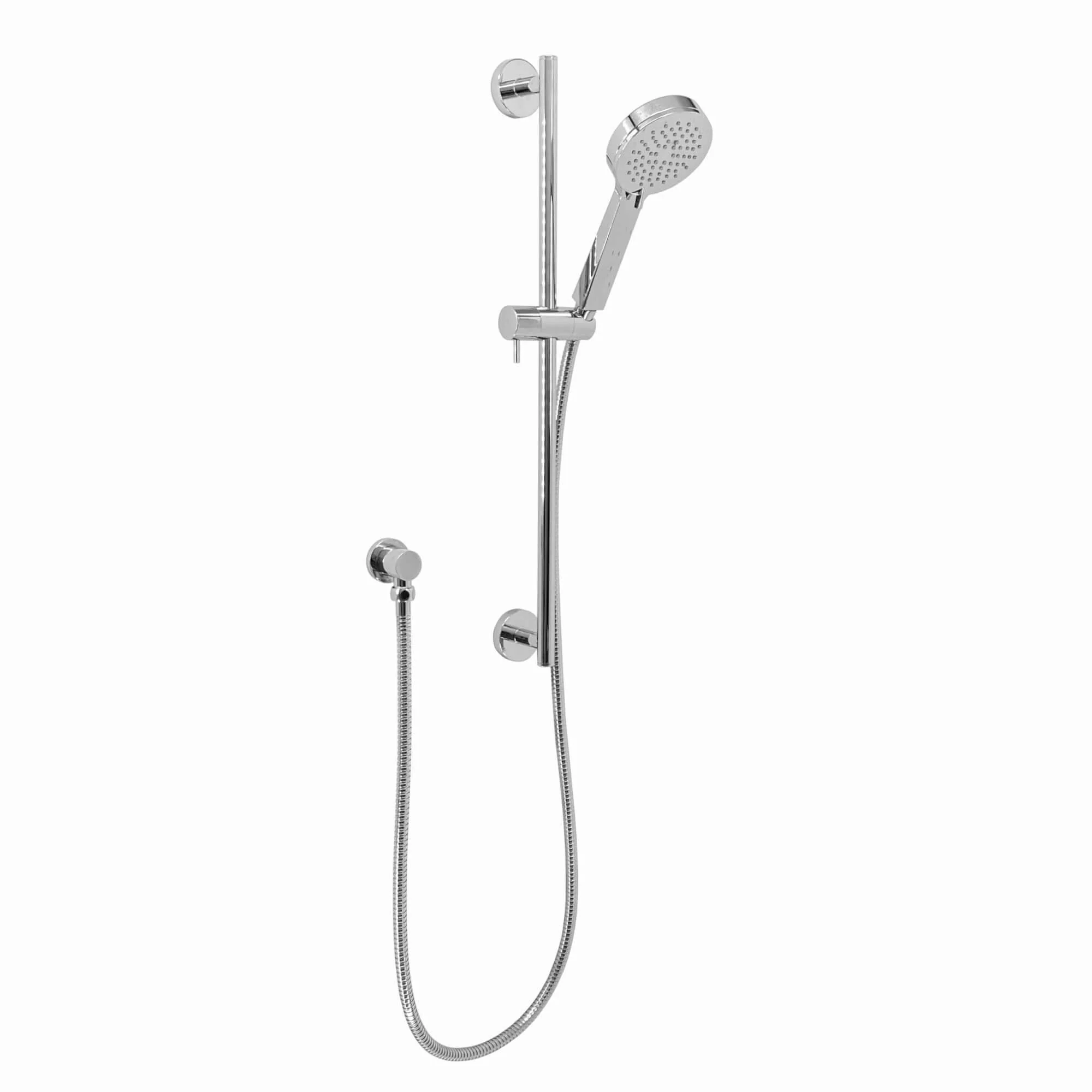 Contemporary Shower Slider Riser Rail Kit With 3 Function Shower Head, Hose and Wall Elbow - Chrome - Image 5
