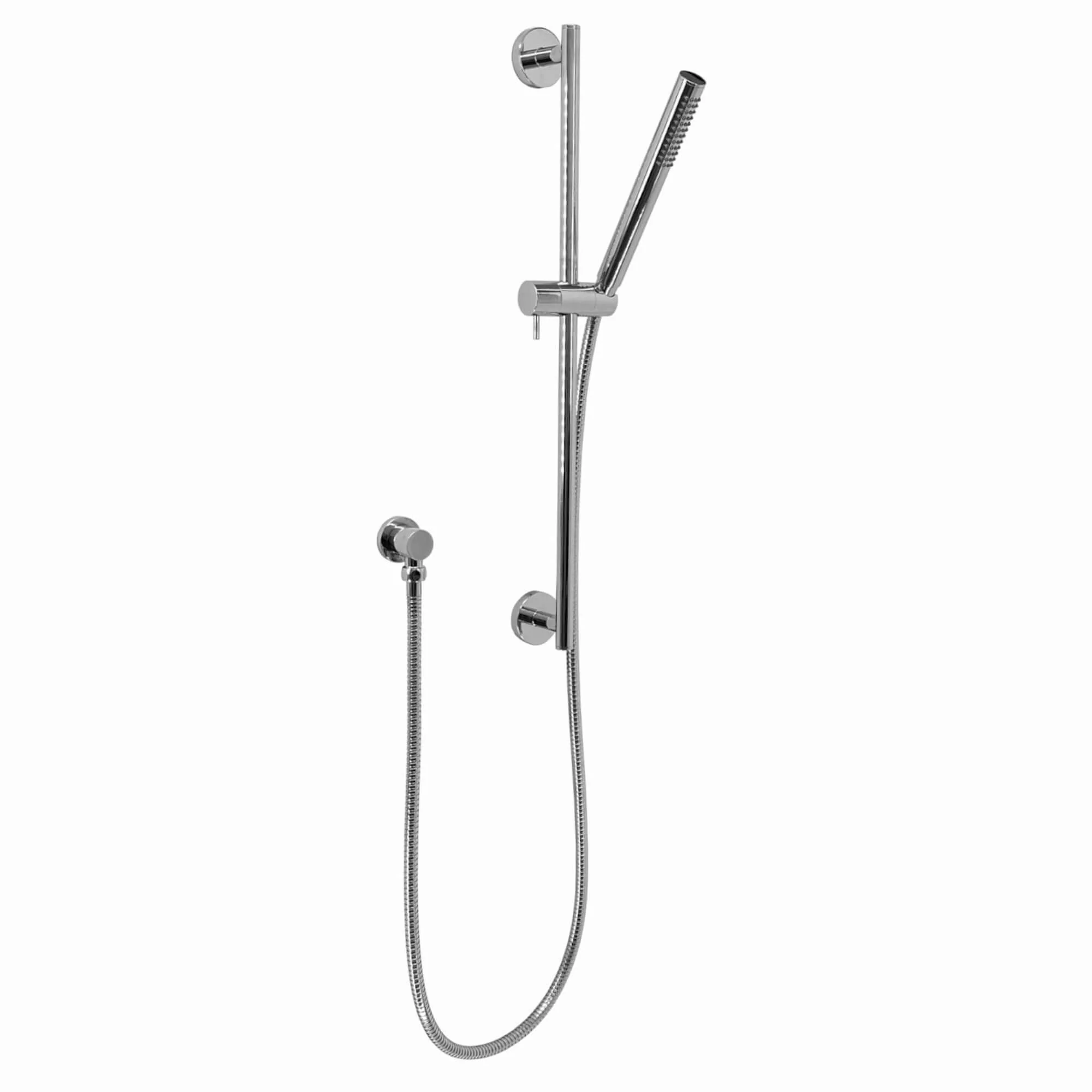 Contemporary Shower Slider Riser Rail Kit With Pencil Shower Head, Hose and Wall Elbow - Chrome - Image 5