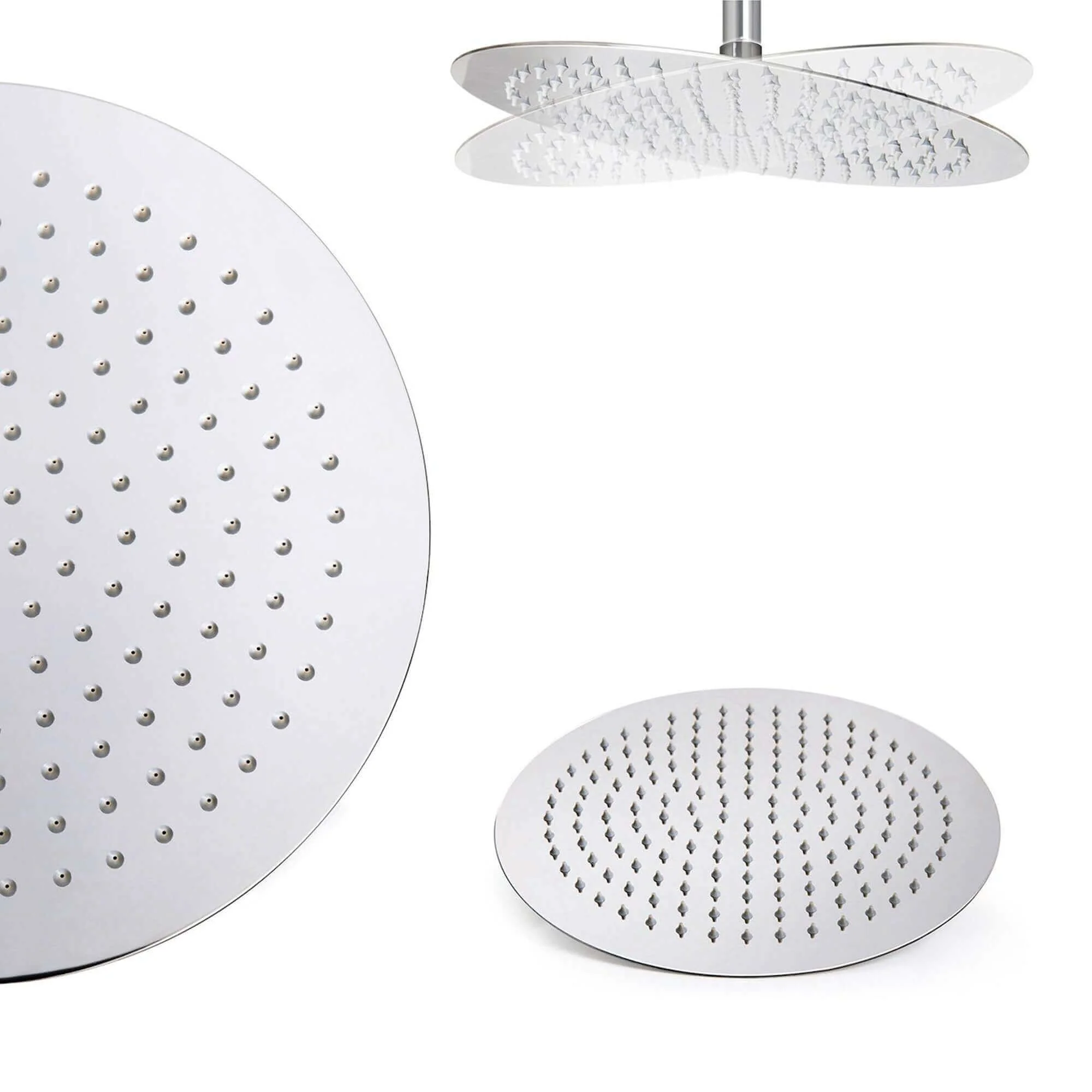 Contemporary Wall Fixed Round Ultra Slim Stainless Steel Shower Head 12" With Shower Arm - Chrome - Image 2