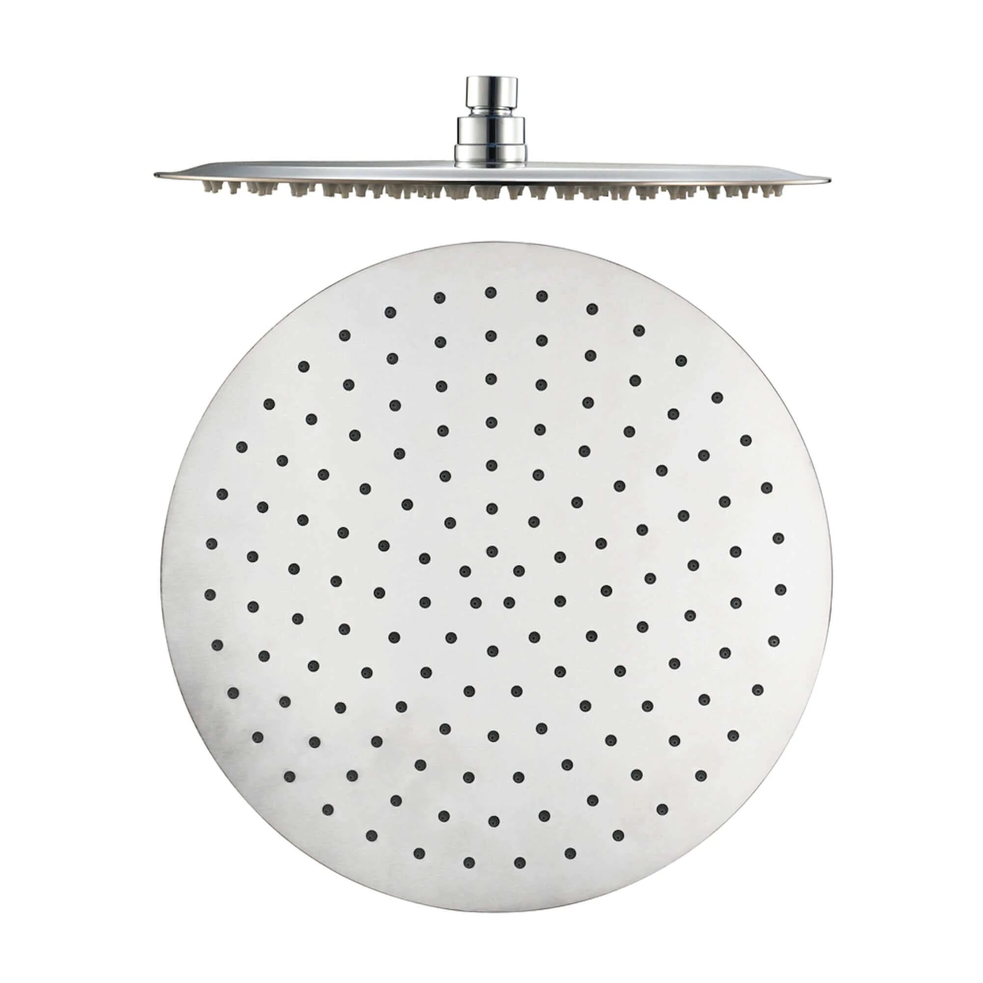 Contemporary Wall Fixed Round Ultra Slim Stainless Steel Shower Head 12" With Shower Arm - Chrome - Image 4