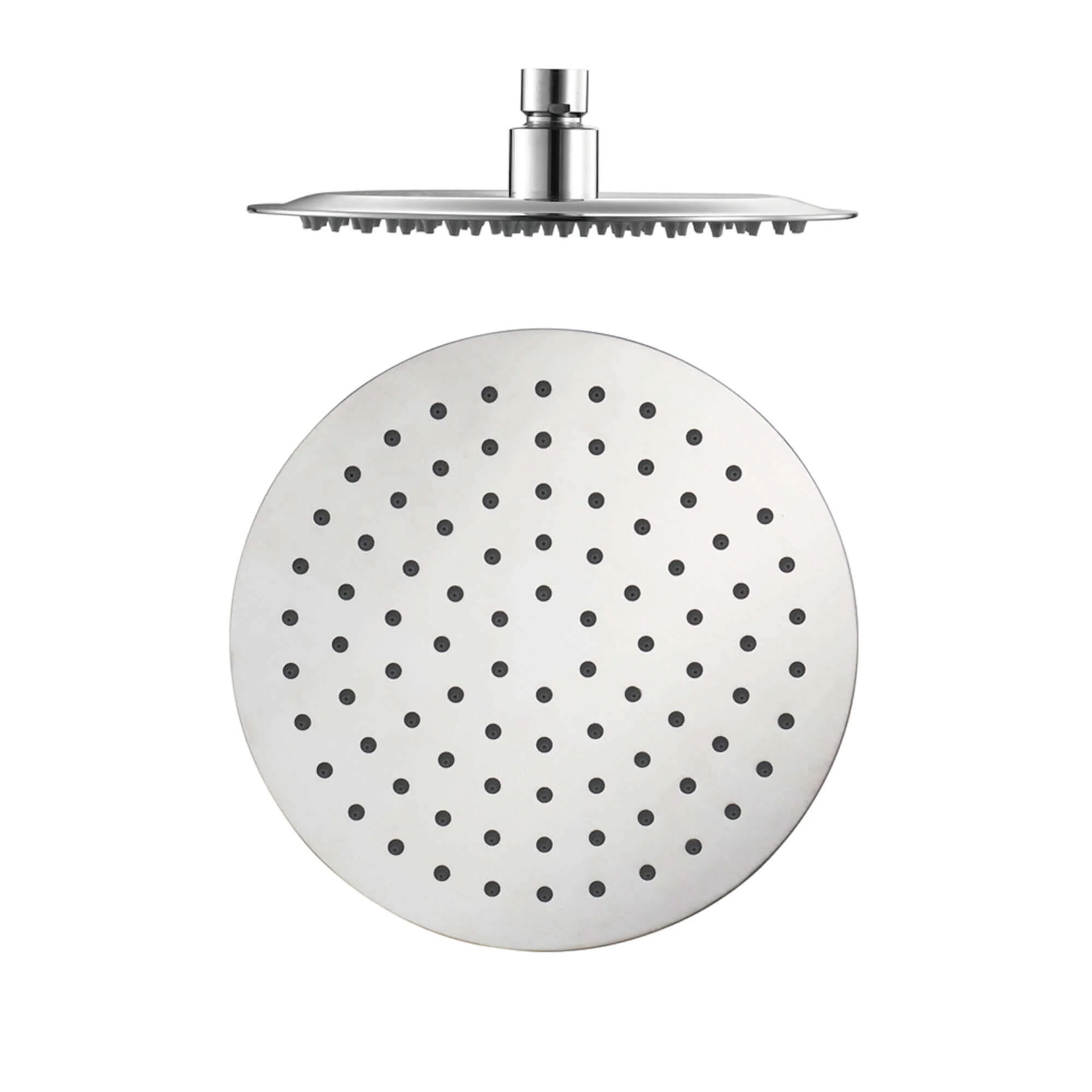 Contemporary Wall Fixed Round Ultra Slim Stainless Steel Shower Head 8" With Shower Arm - Chrome - Image 5