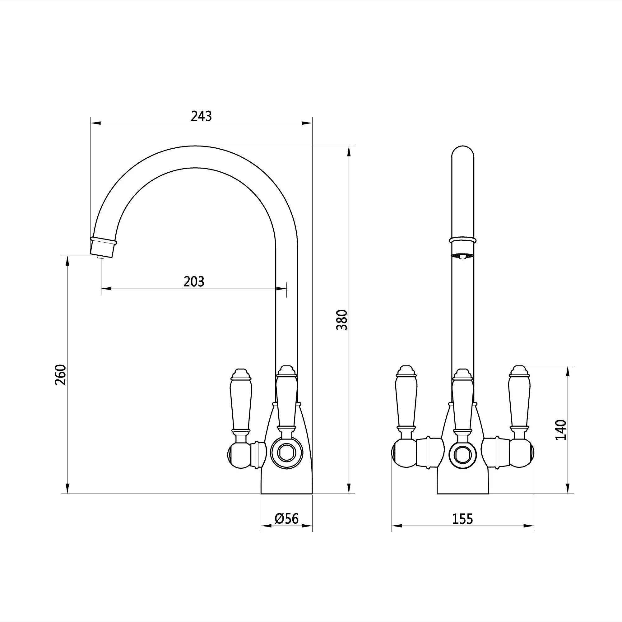 Cotswold traditional filter tap with ceramic levers - chrome - Image 4