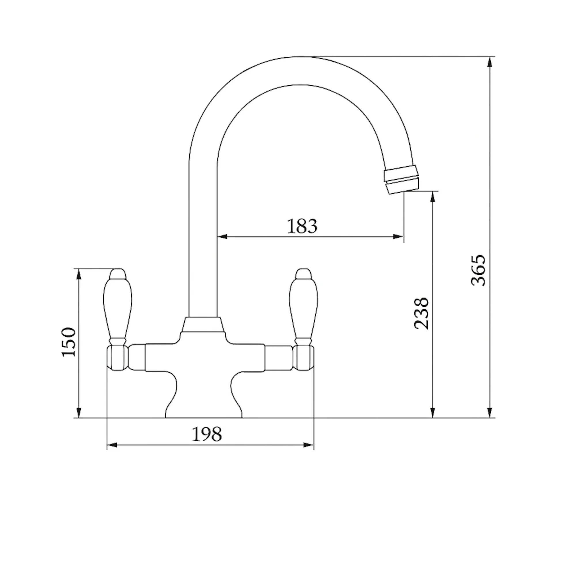 Dorchester Georgian dual flow kitchen sink tap with twin white levers - antique brass - Image 7