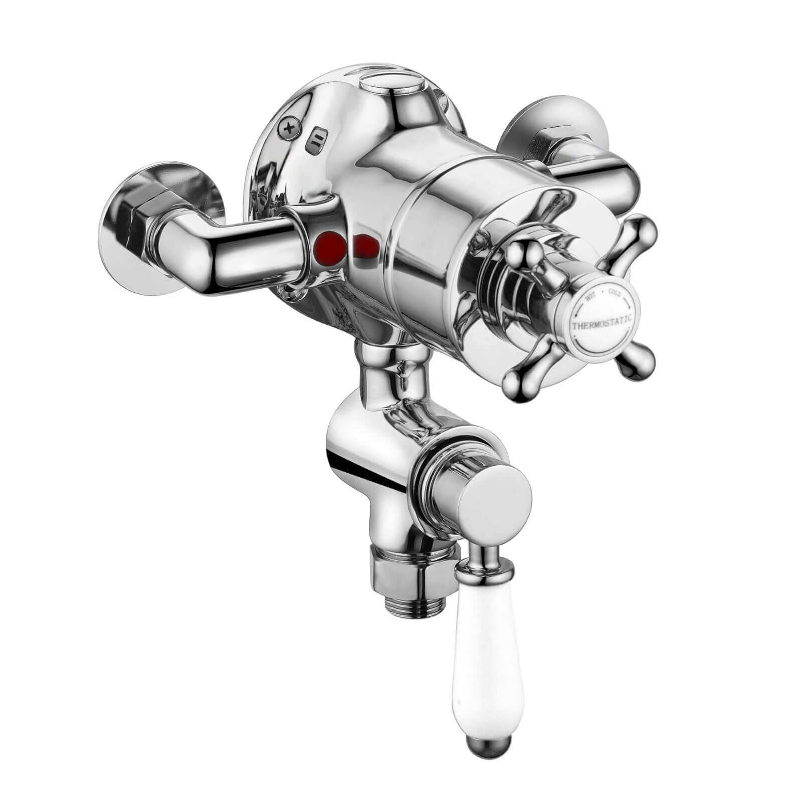 Downton Exposed Traditional Thermostatic Shower Set Incl. Twin Shower Valve And Slider Rail Kit, Soap Holder - Chrome - Image 2