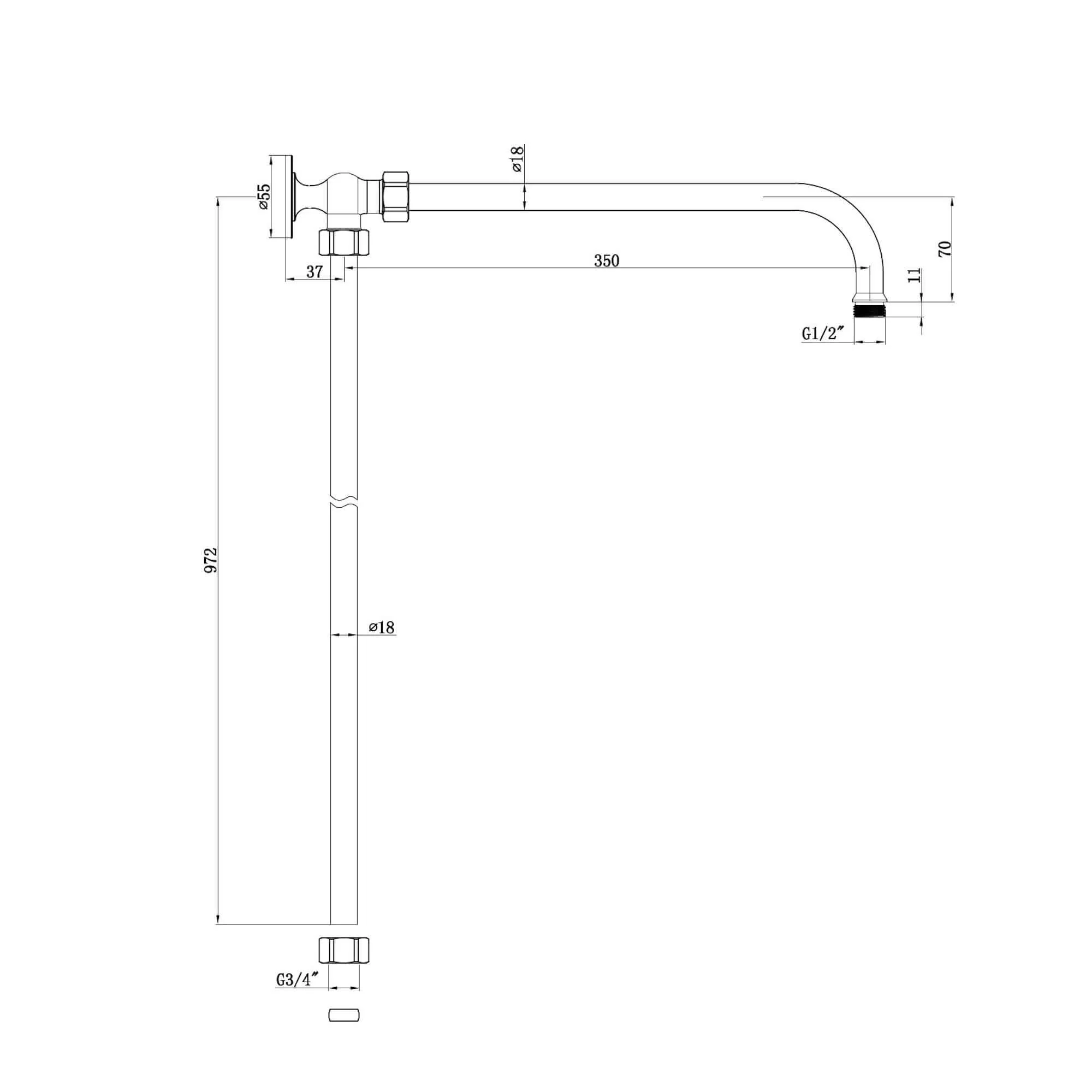 Downton shower rigid riser rail traditional brass - chrome - Image 5