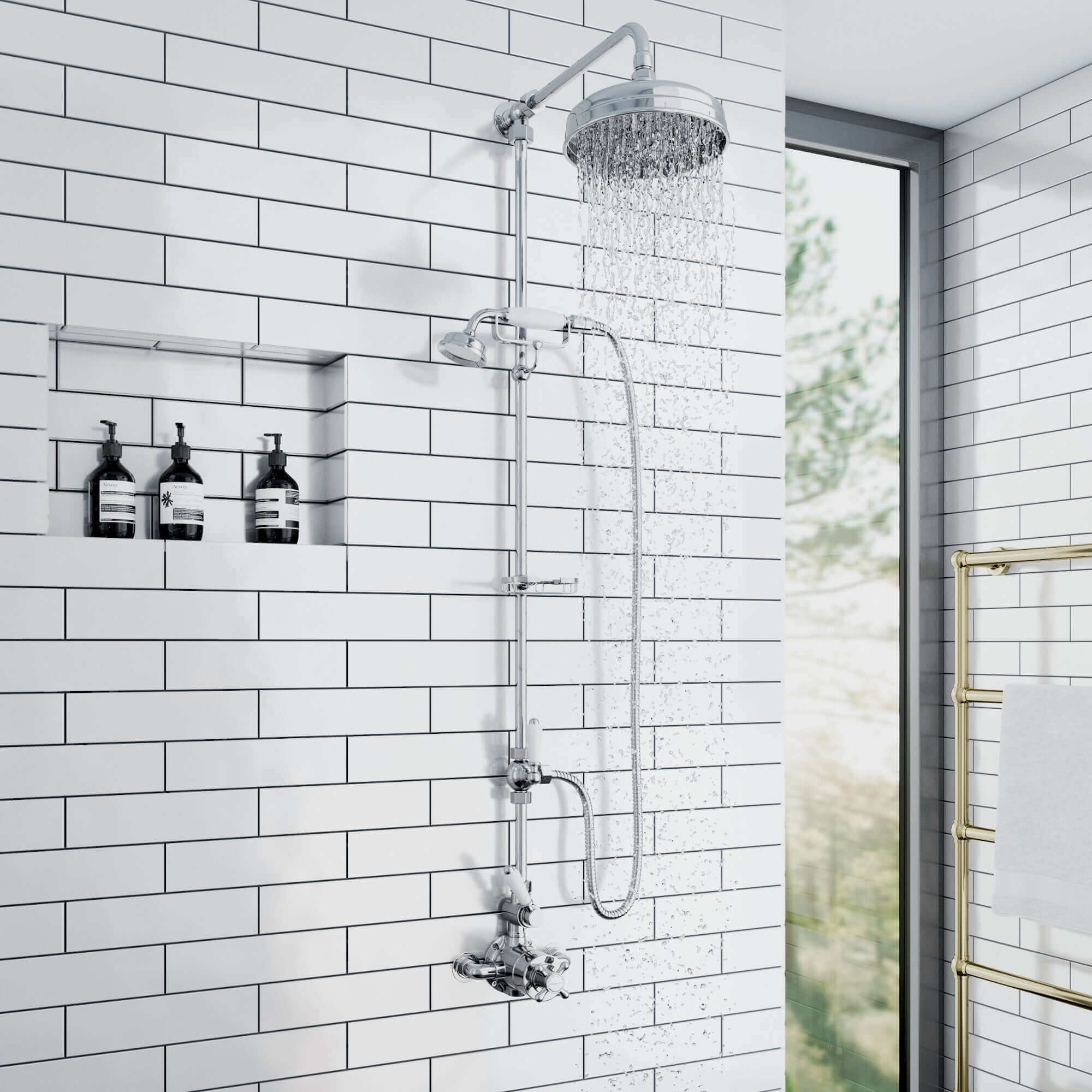 Downton traditional shower diverter with 18mm diameter extension pipe - chrome - Image 2