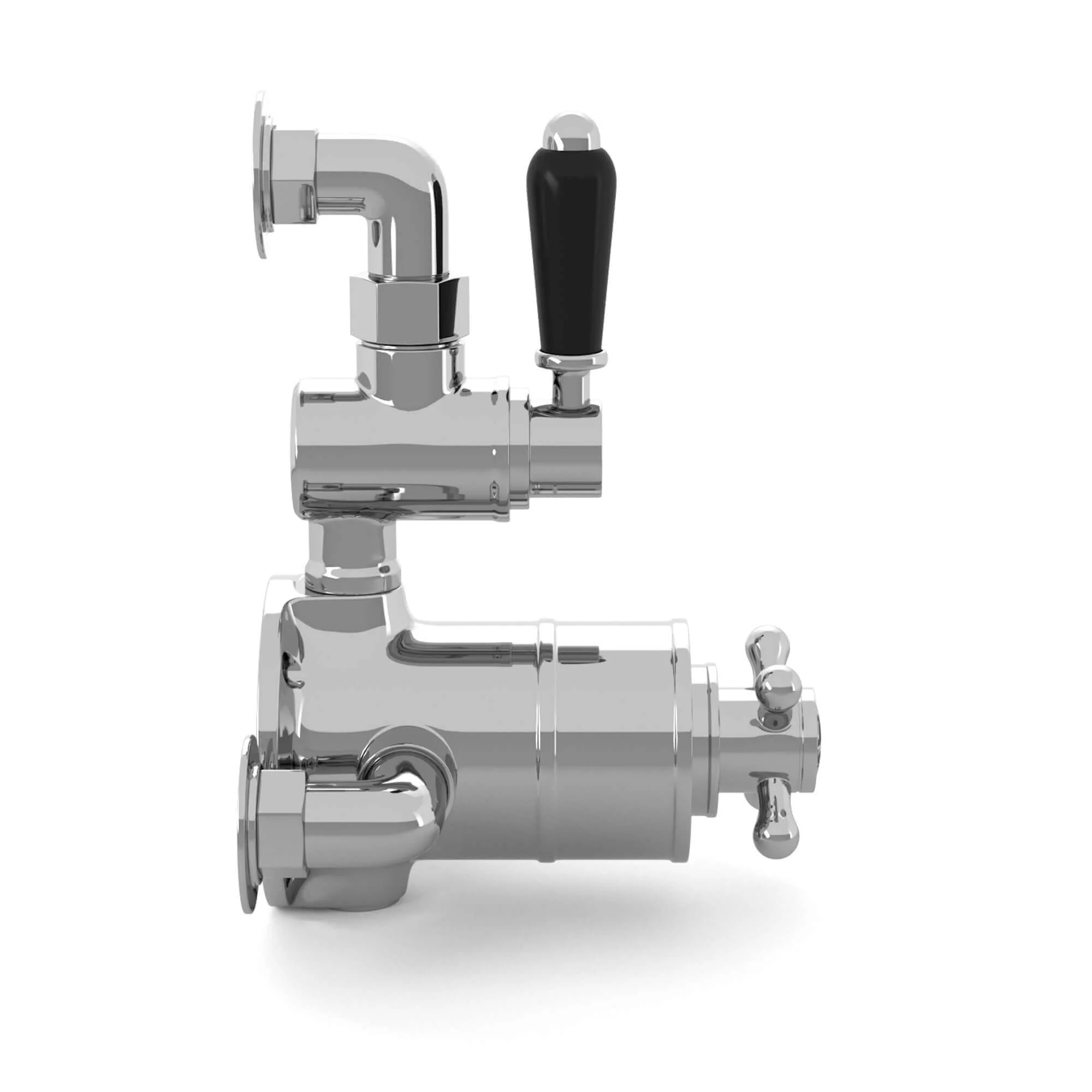 Downton traditional twin thermostatic shower valve semi-exposed - chrome with black lever - Image 5