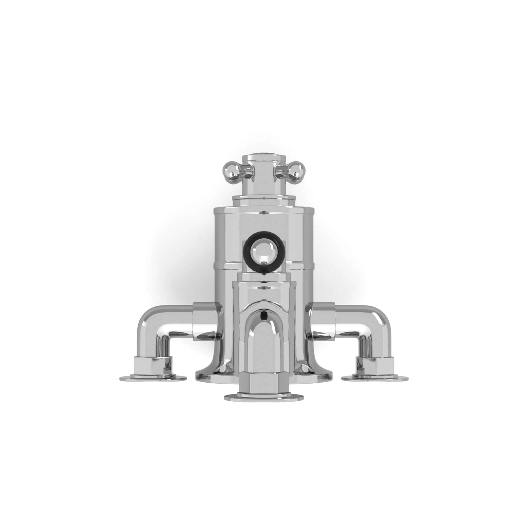 Downton traditional twin thermostatic shower valve semi-exposed - chrome with black lever - Image 6
