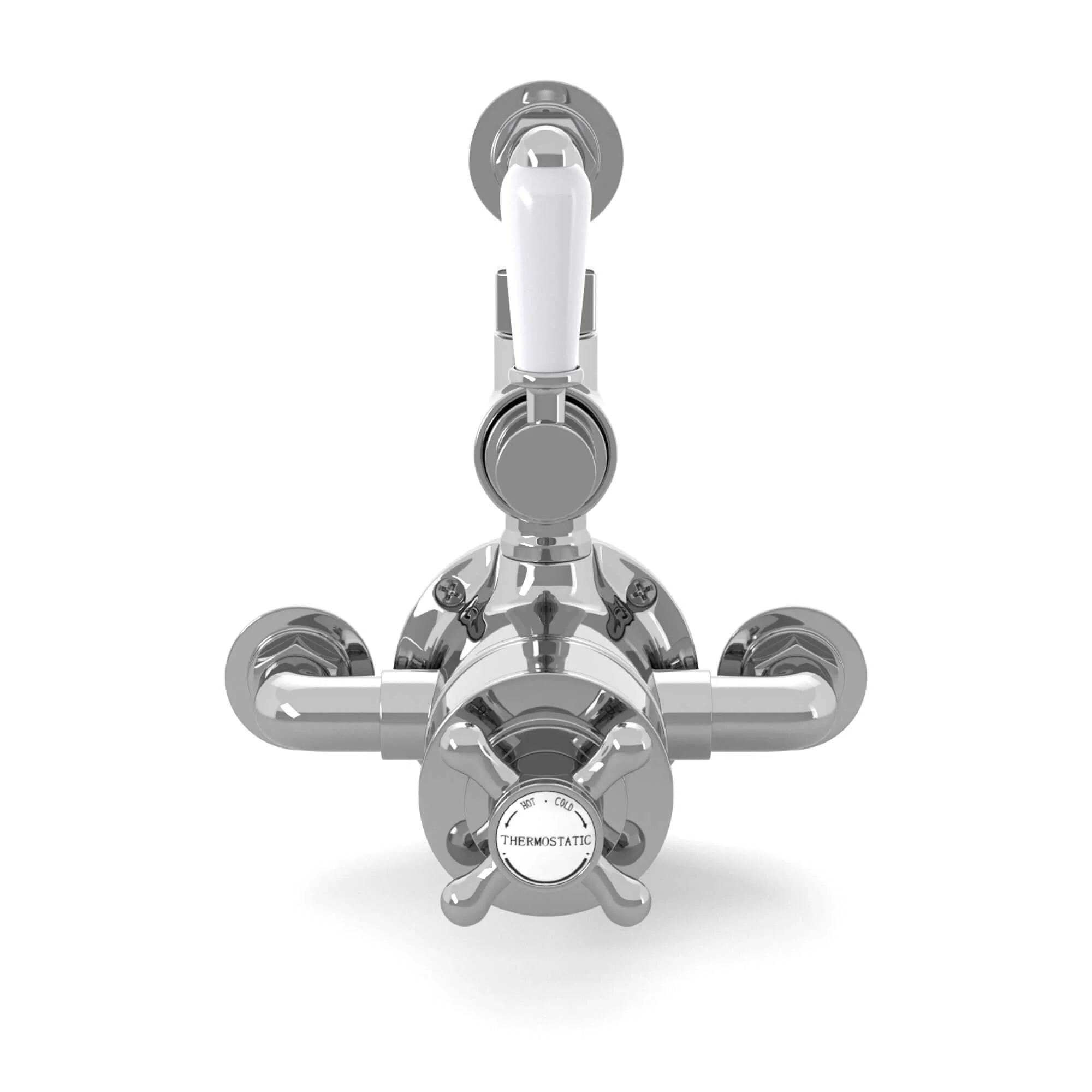 Downton traditional twin thermostatic shower valve semi-exposed - chrome - Image 3