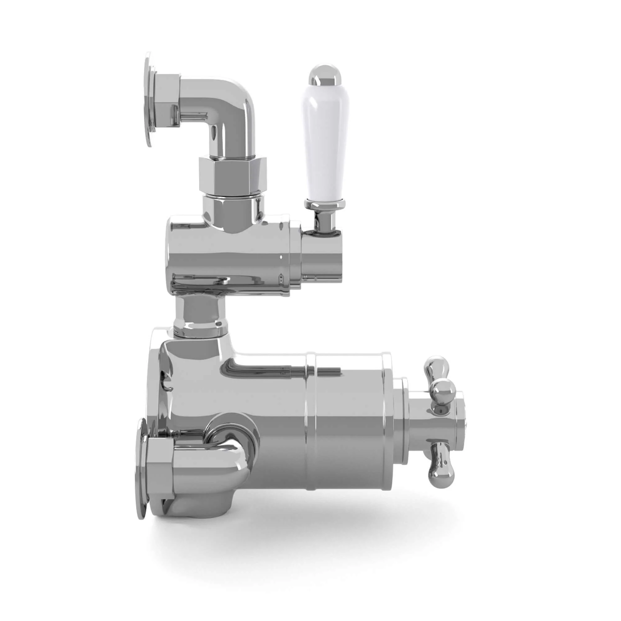 Downton traditional twin thermostatic shower valve semi-exposed - chrome - Image 5
