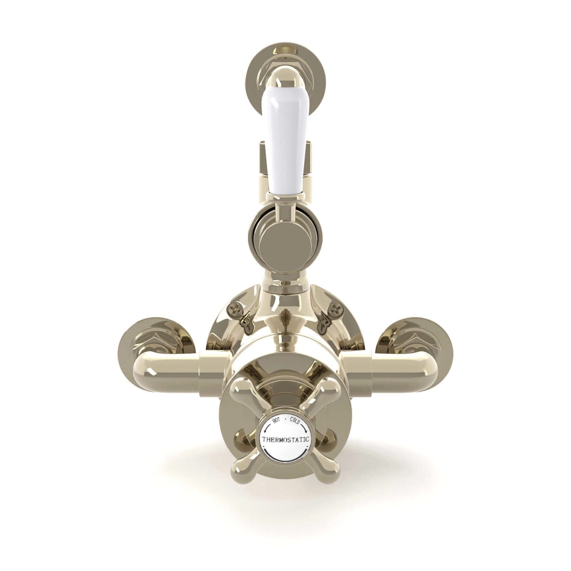Downton traditional twin thermostatic shower valve semi-exposed - gold - Image 3