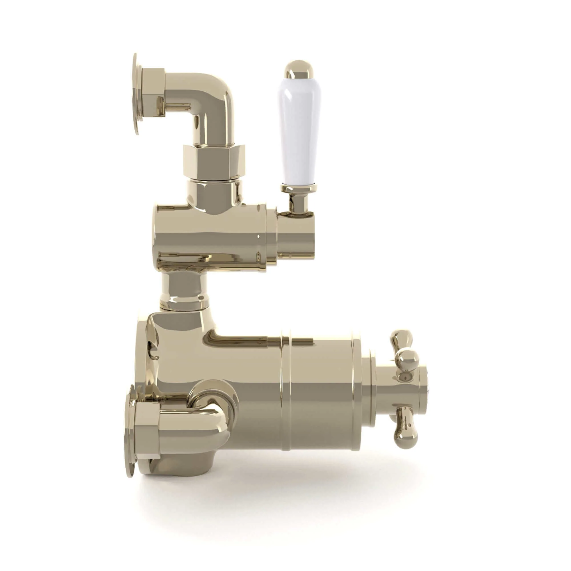 Downton traditional twin thermostatic shower valve semi-exposed - gold - Image 5