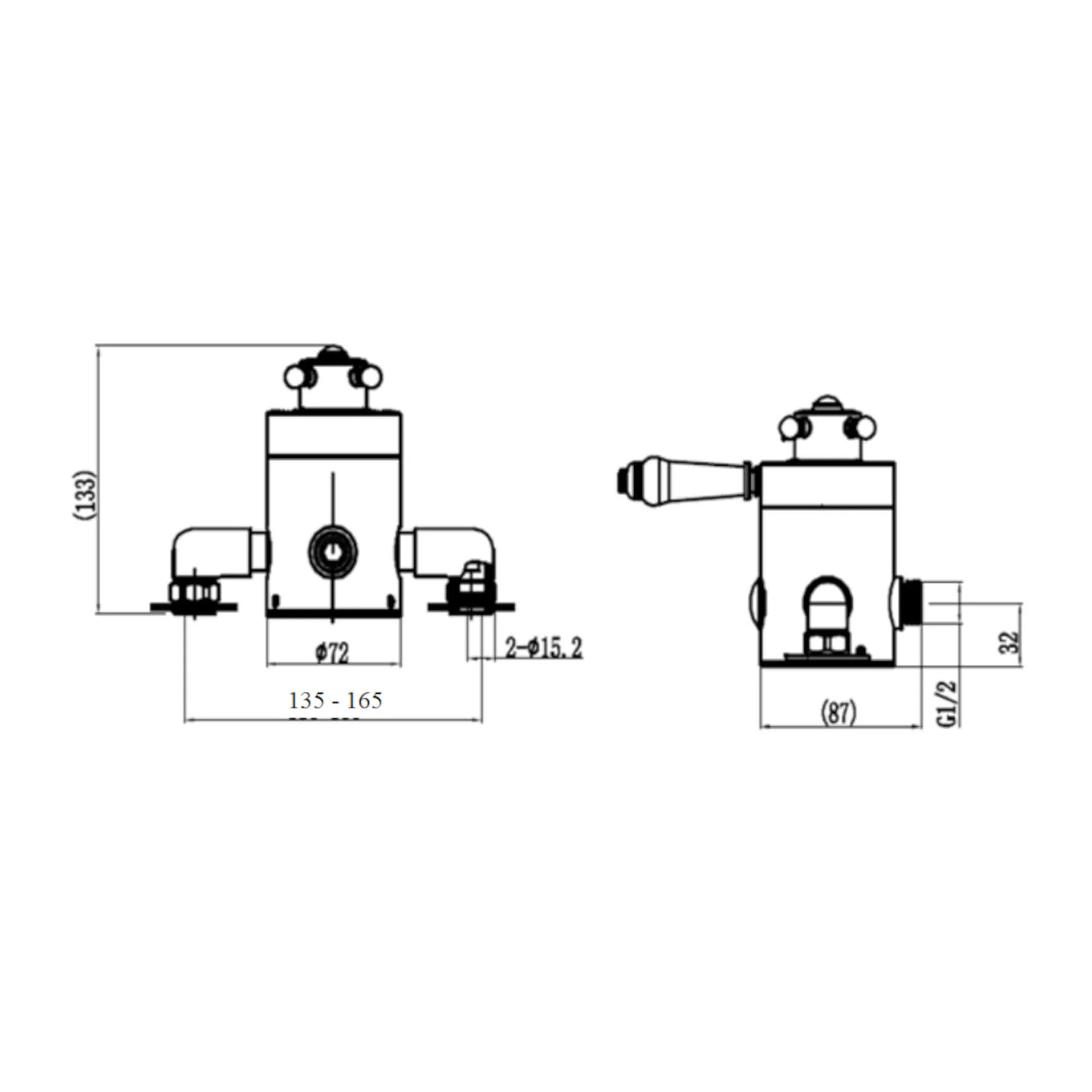 Dulwich traditional exposed thermostatic concentric shower valve top or bottom outlet - chrome - Image 4