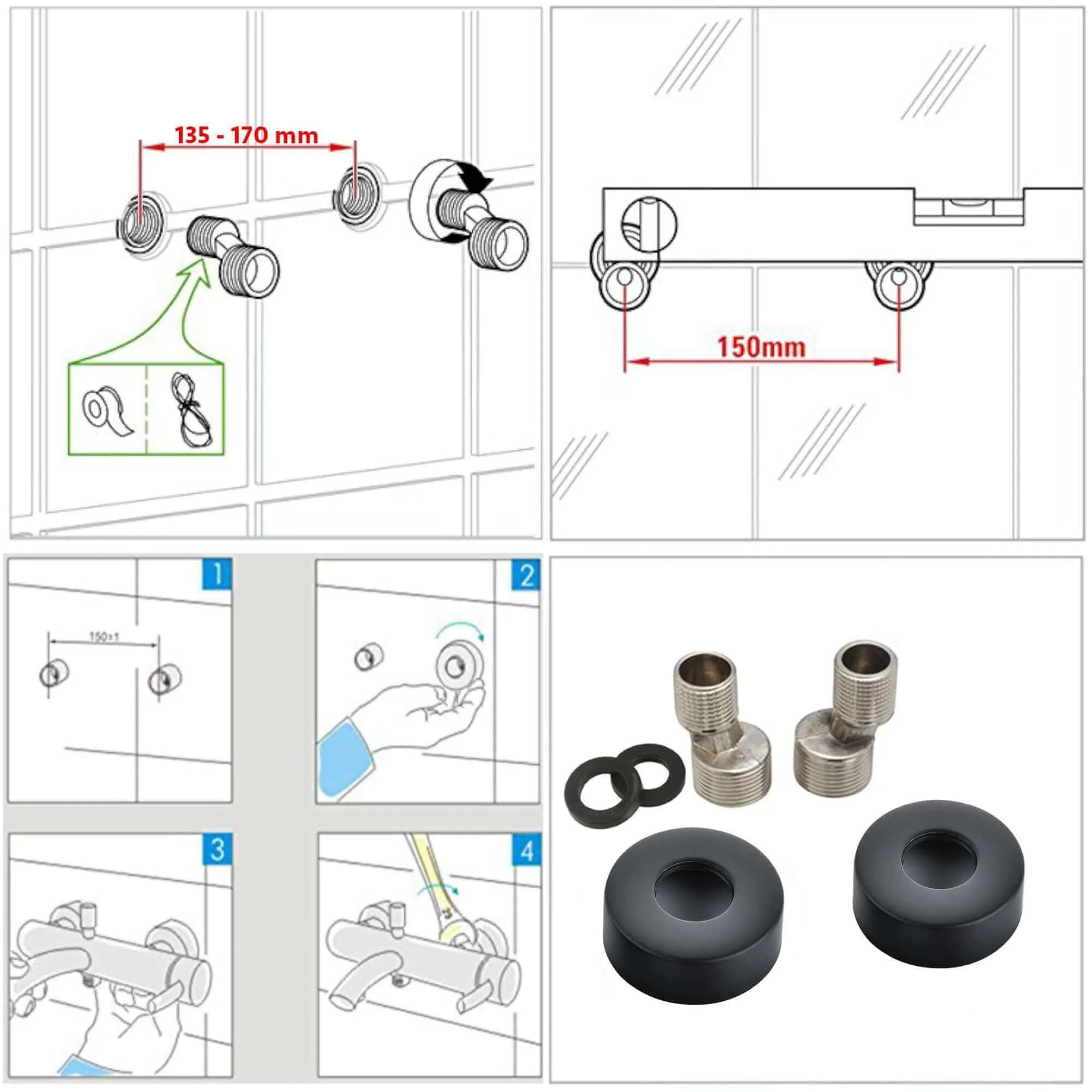Dune contemporary 1/2" outlet thermostatic bar shower mixer valve - matt black - Image 5