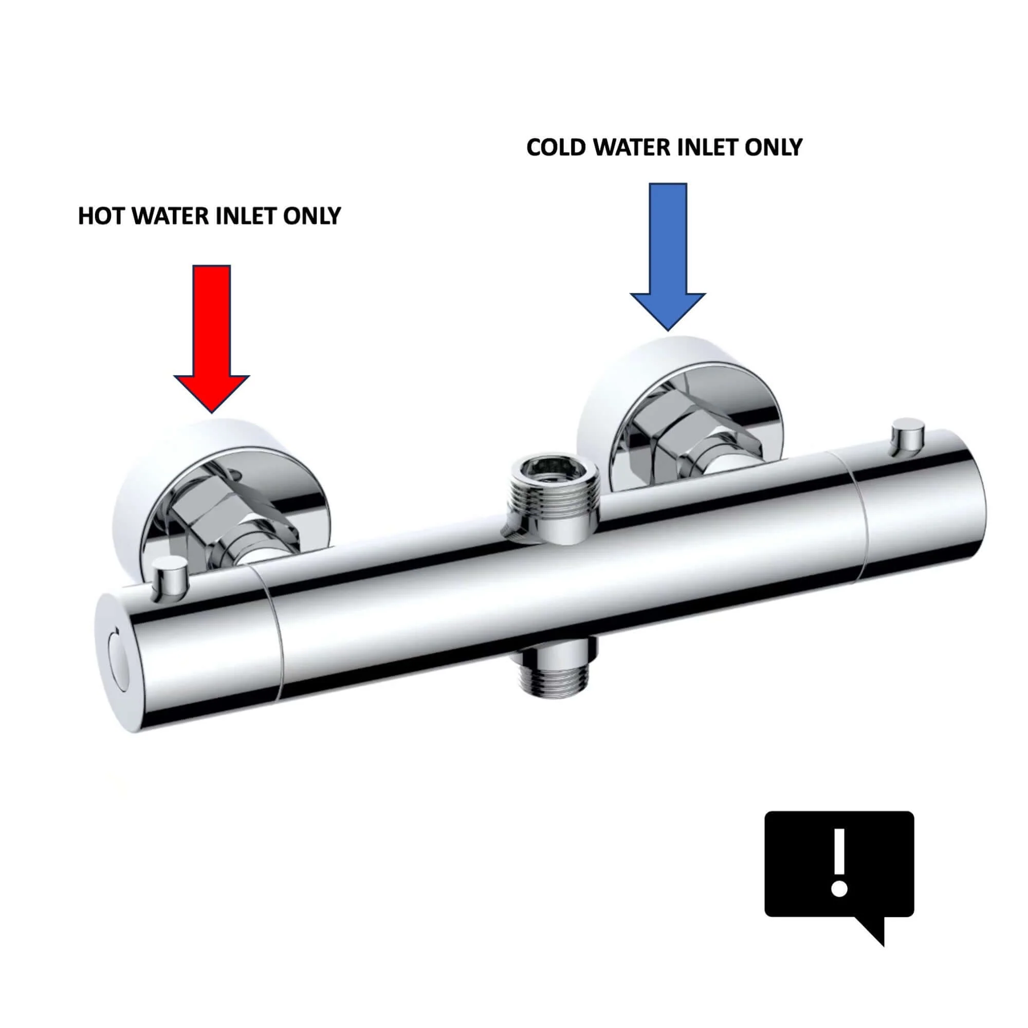 Dune contemporary two outlet 3/4" and 1/2" thermostatic bar shower mixer valve - chrome - Image 3