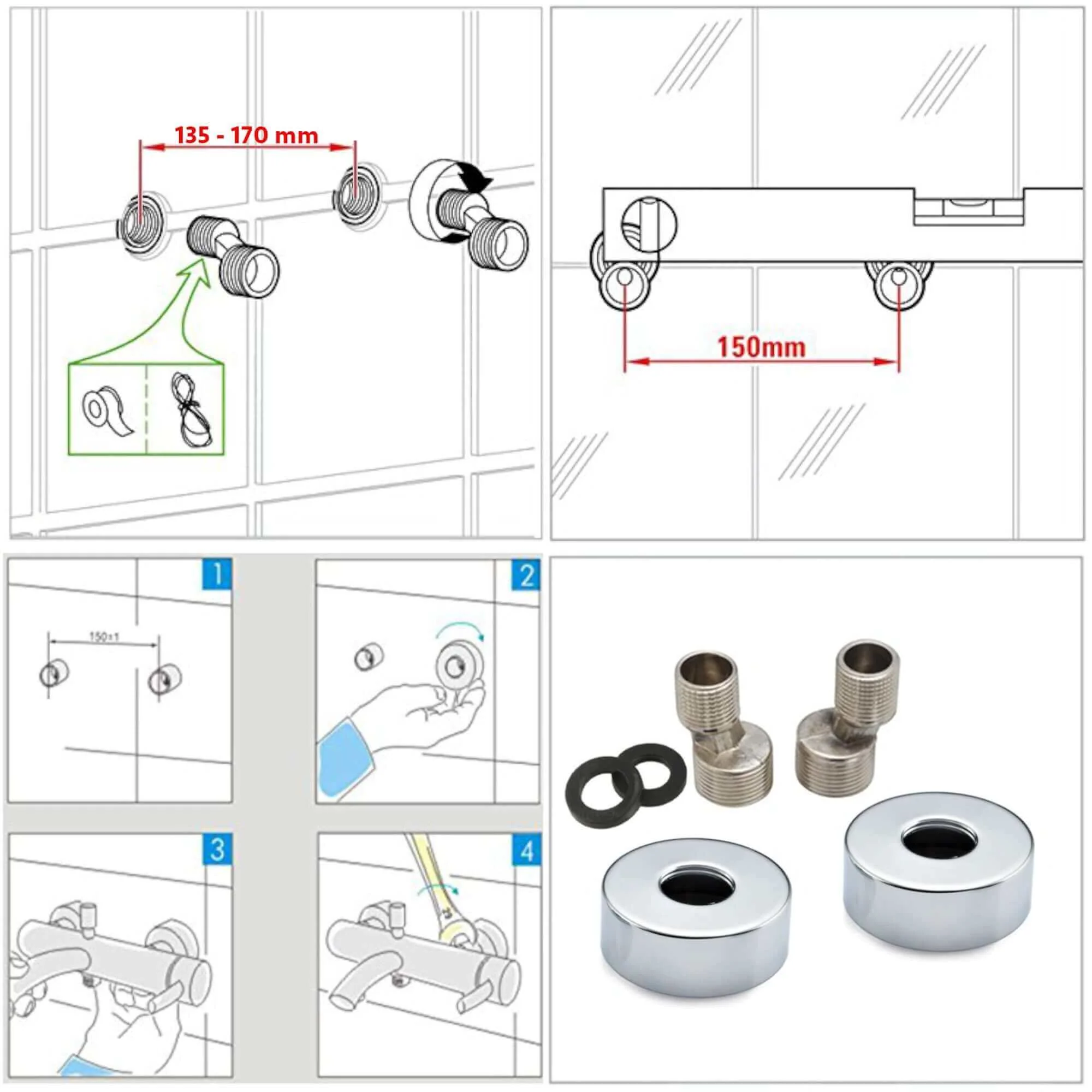 Dune round bottom outlet thermostatic bar shower valve - chrome - Image 4