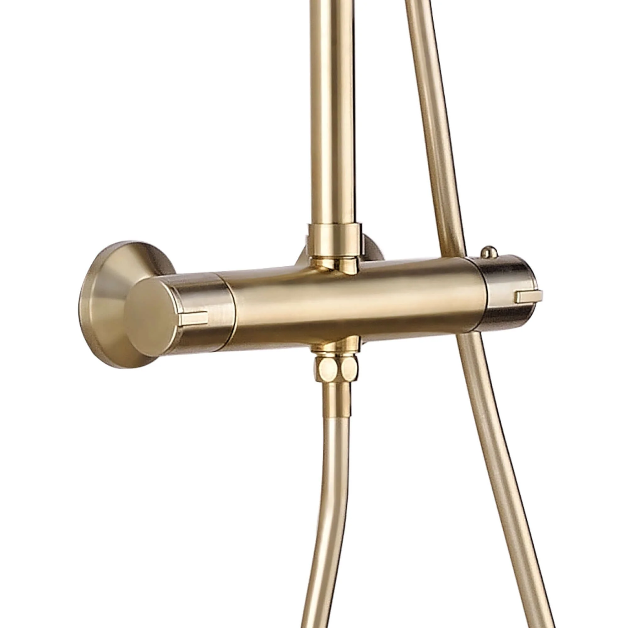 Dune round thermostatic shower set 200mm head & handheld - brushed brass - Image 5
