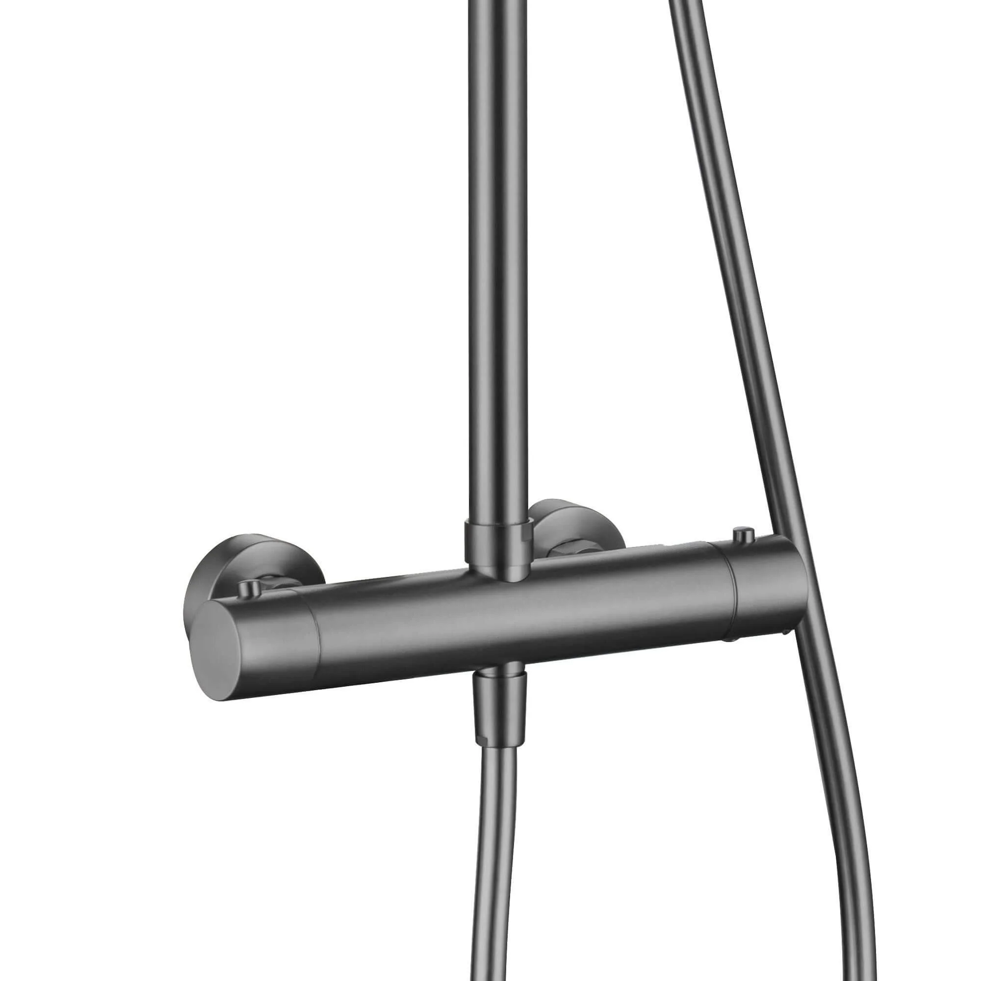 Dune round thermostatic shower set 200mm head & handheld - gunmetal grey - Image 4