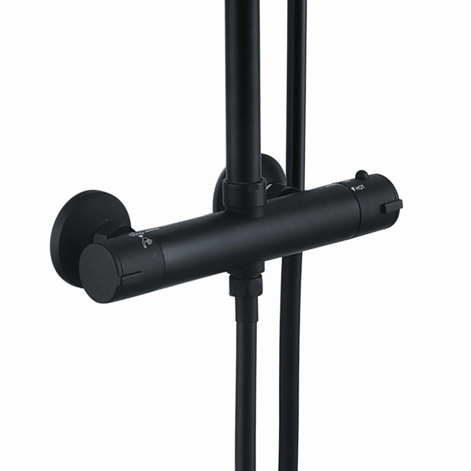 Dune round thermostatic shower set 300mm head & handheld - matt black - Image 4