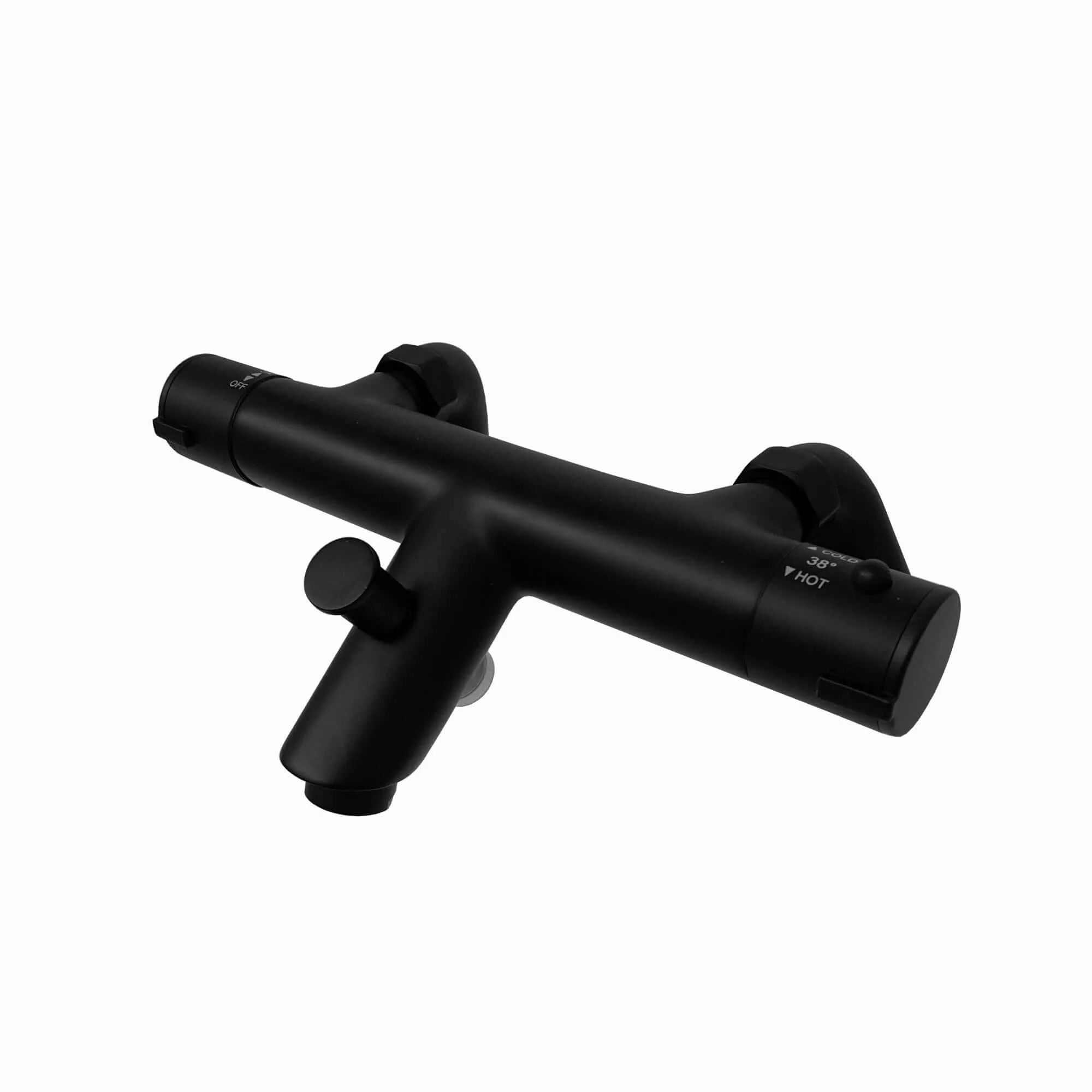 Dune thermostatic bar bath shower mixer valve with dual rigid riser kit, 200mm overhead rain shower and handheld - matt black - Image 4