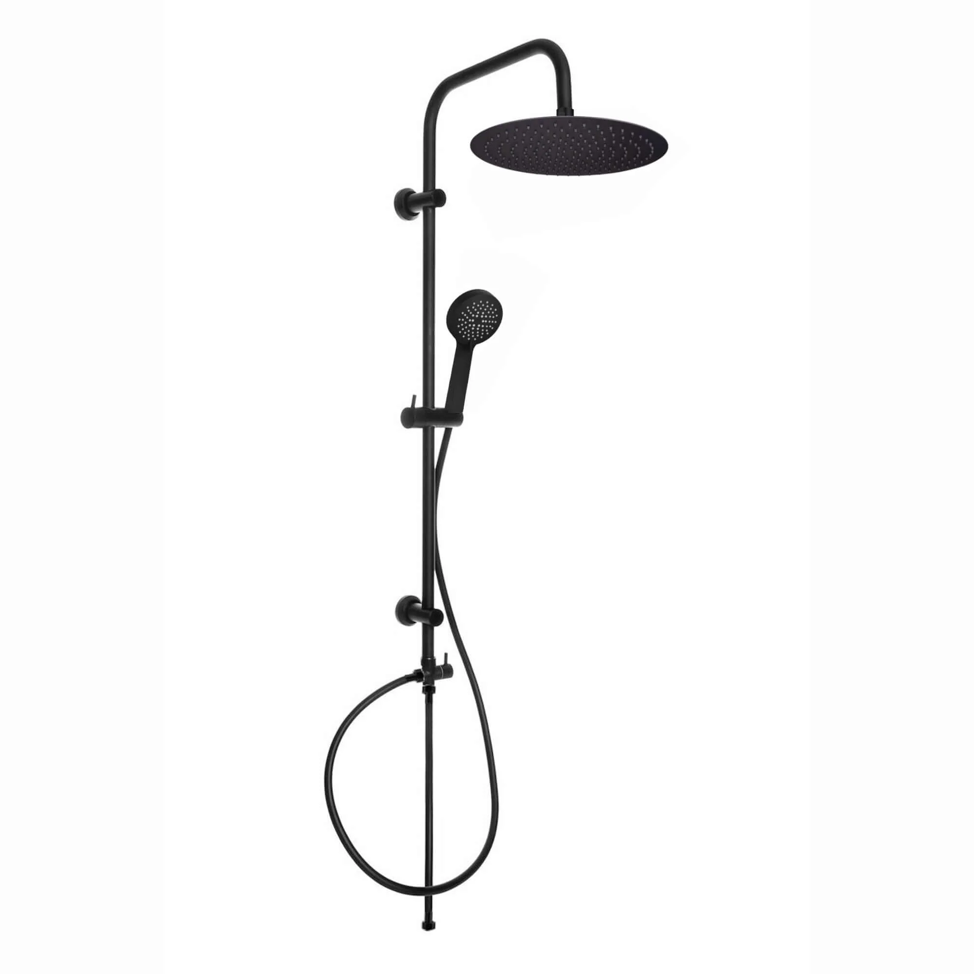 Dune thermostatic bar bath shower mixer valve with dual rigid riser kit, 300mm overhead rain shower and handheld - matt black - Image 2
